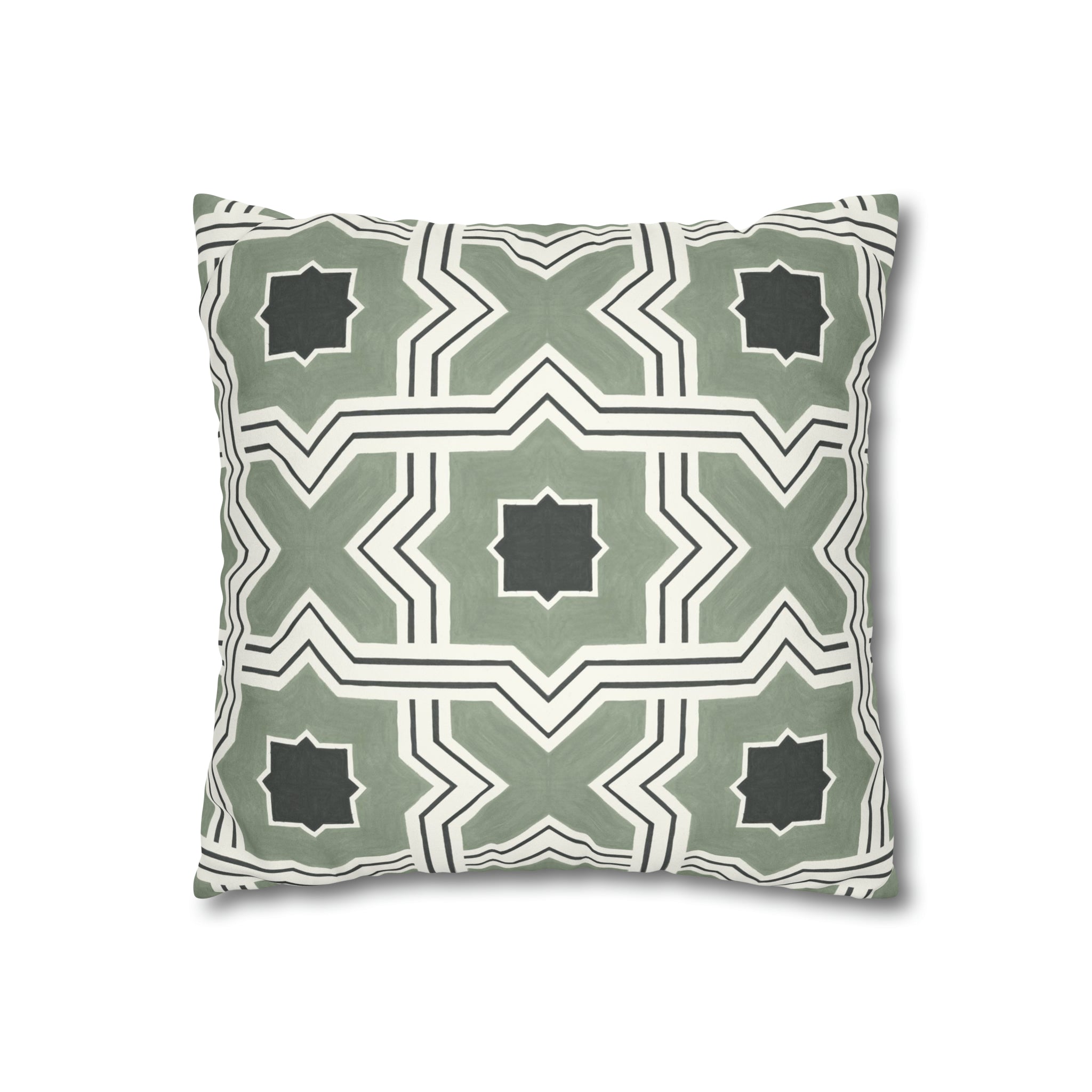 Lattice Pea Green Microsuede Square Pillow Cover