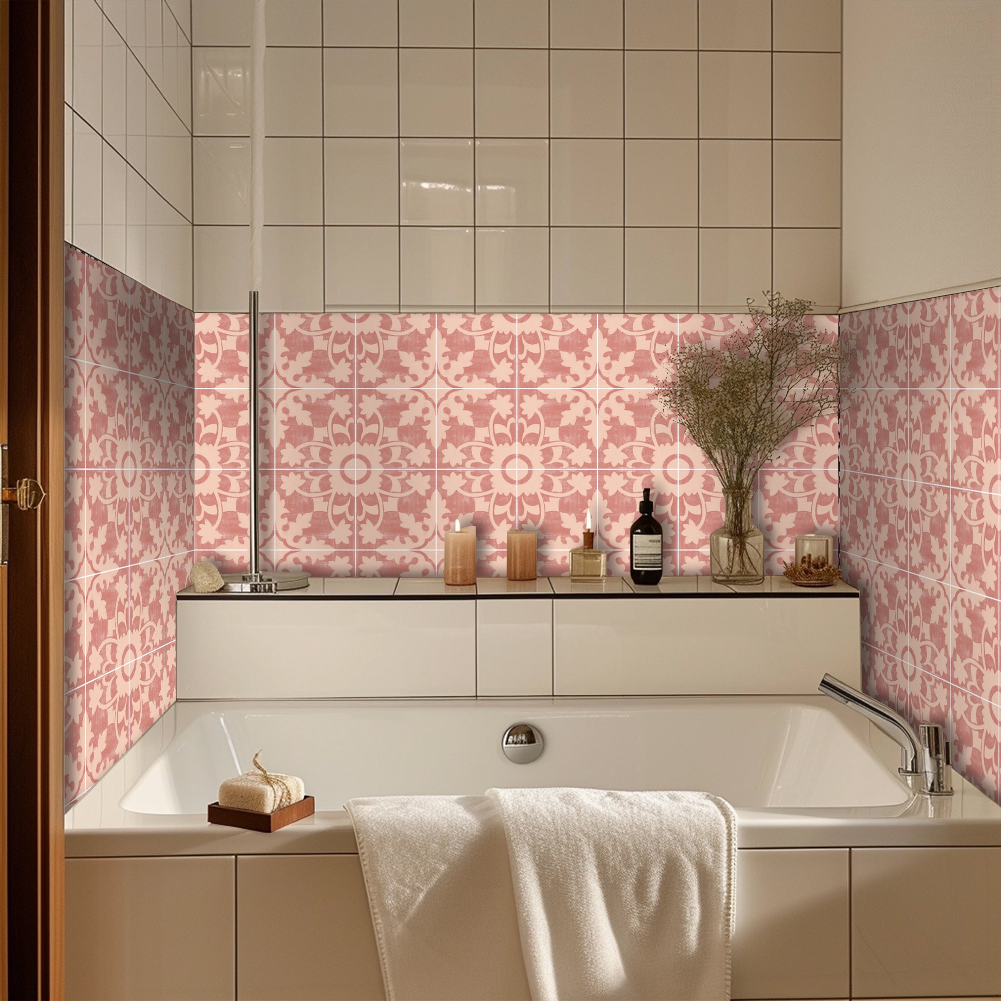 a bathroom with a bathtub and a sink