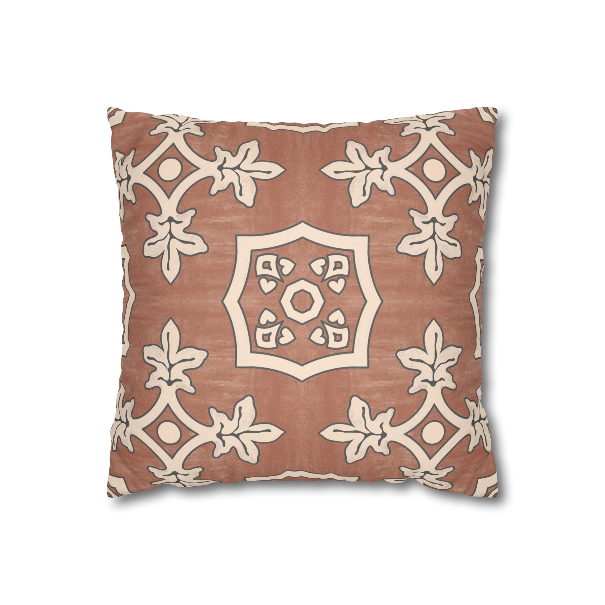 Palma Red Earth Microsuede Square Pillow Cover