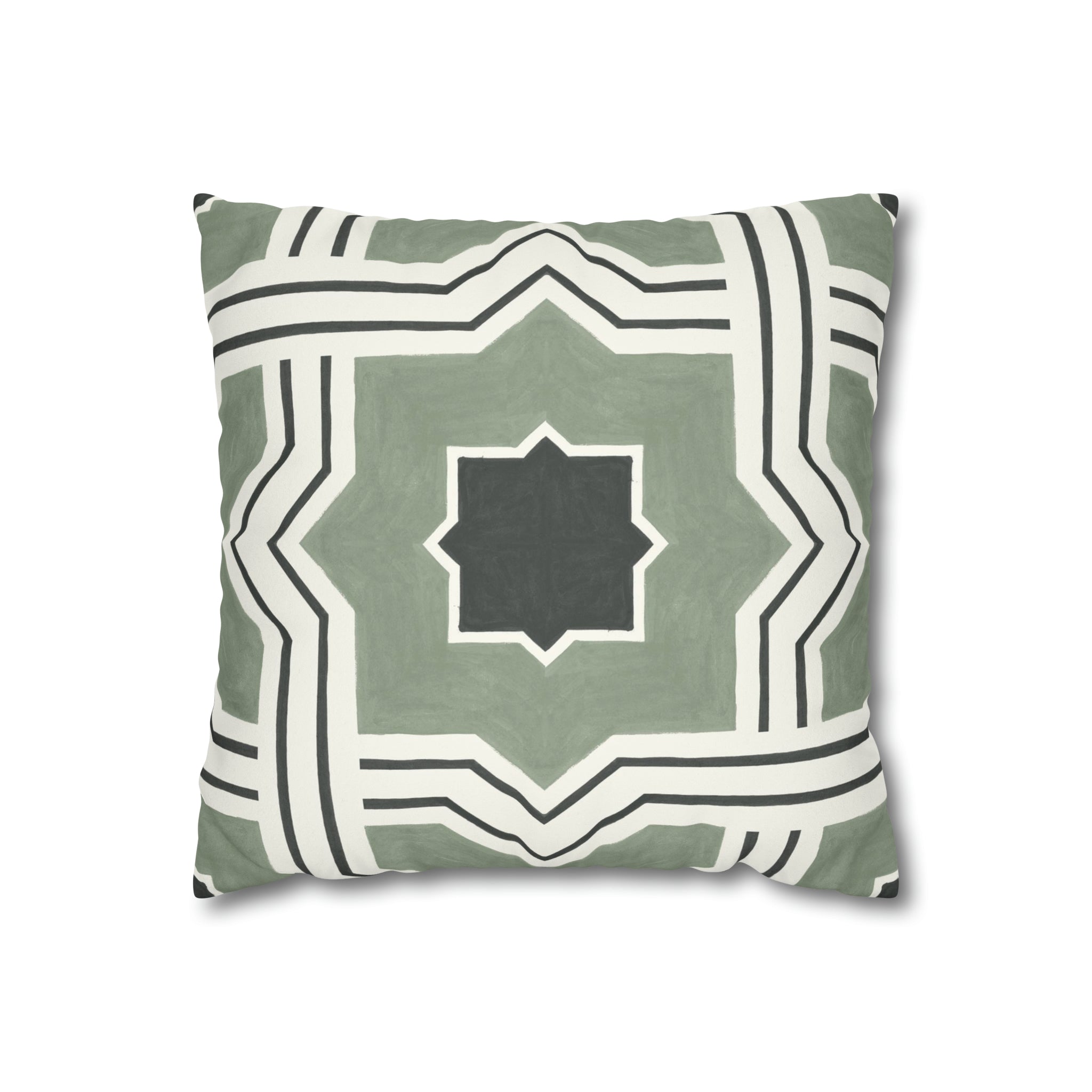 Lattice Pea Green Microsuede Square Pillow Cover