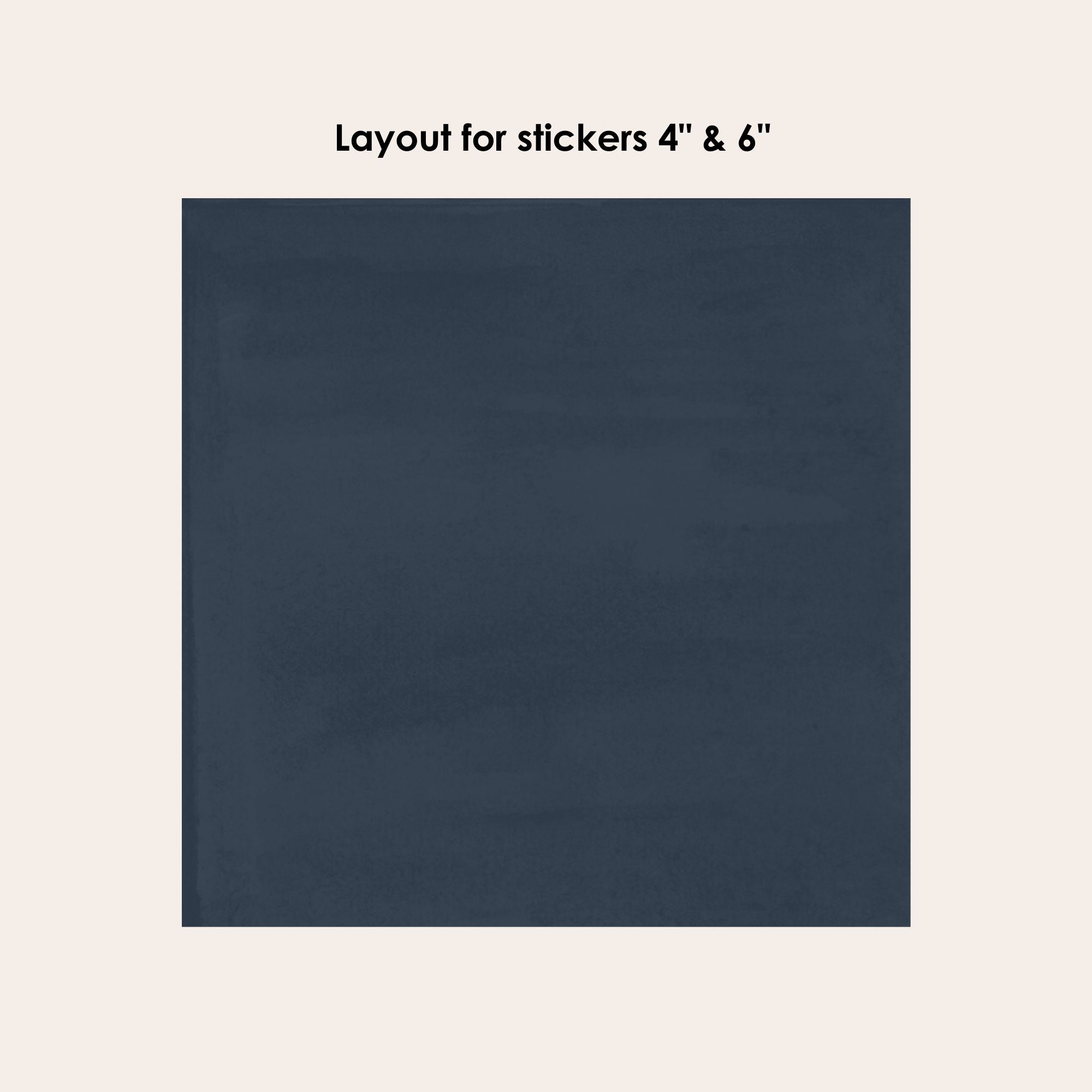 a picture of a blue square with the words layout for stickers 4 & 6