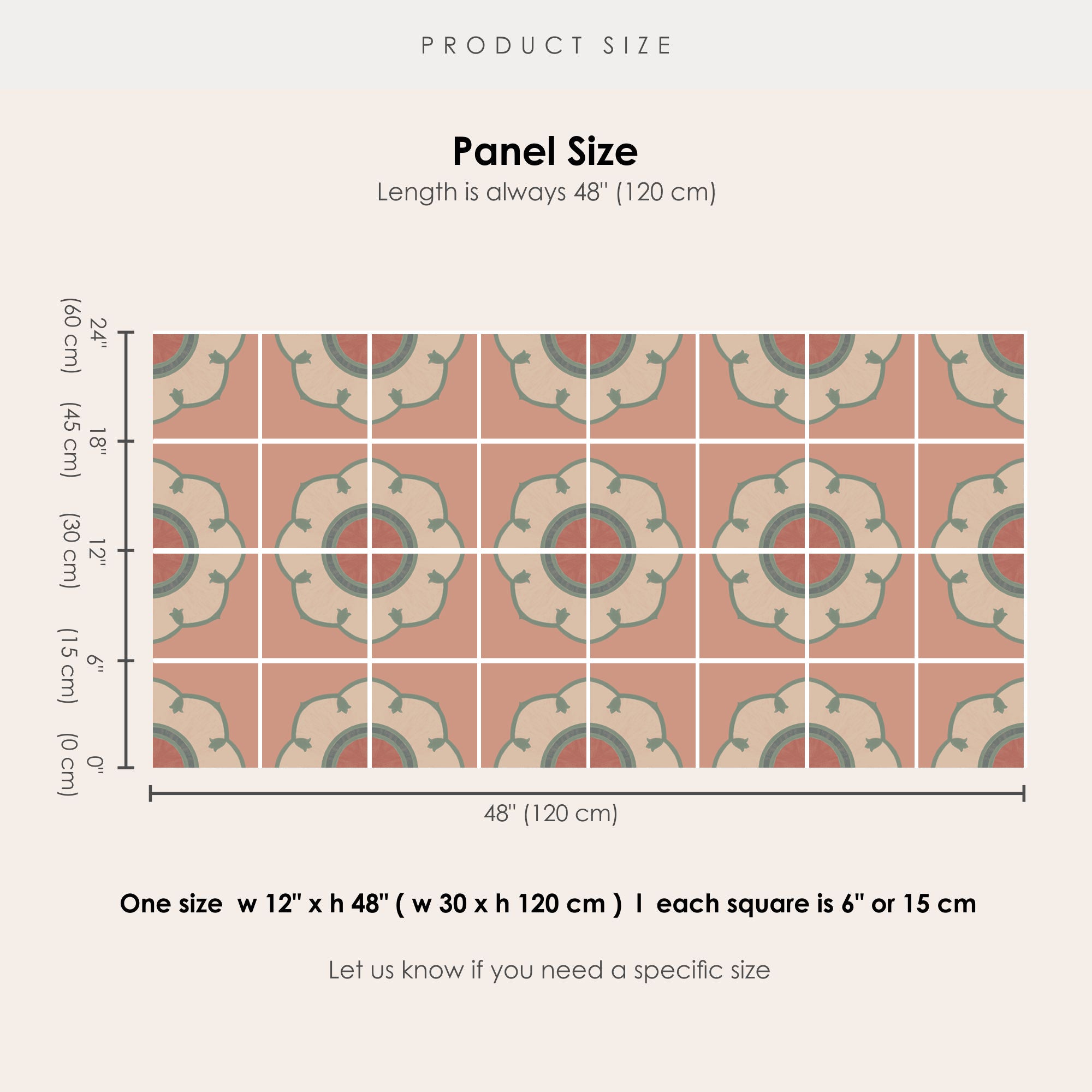 a line graph showing the size of a tile