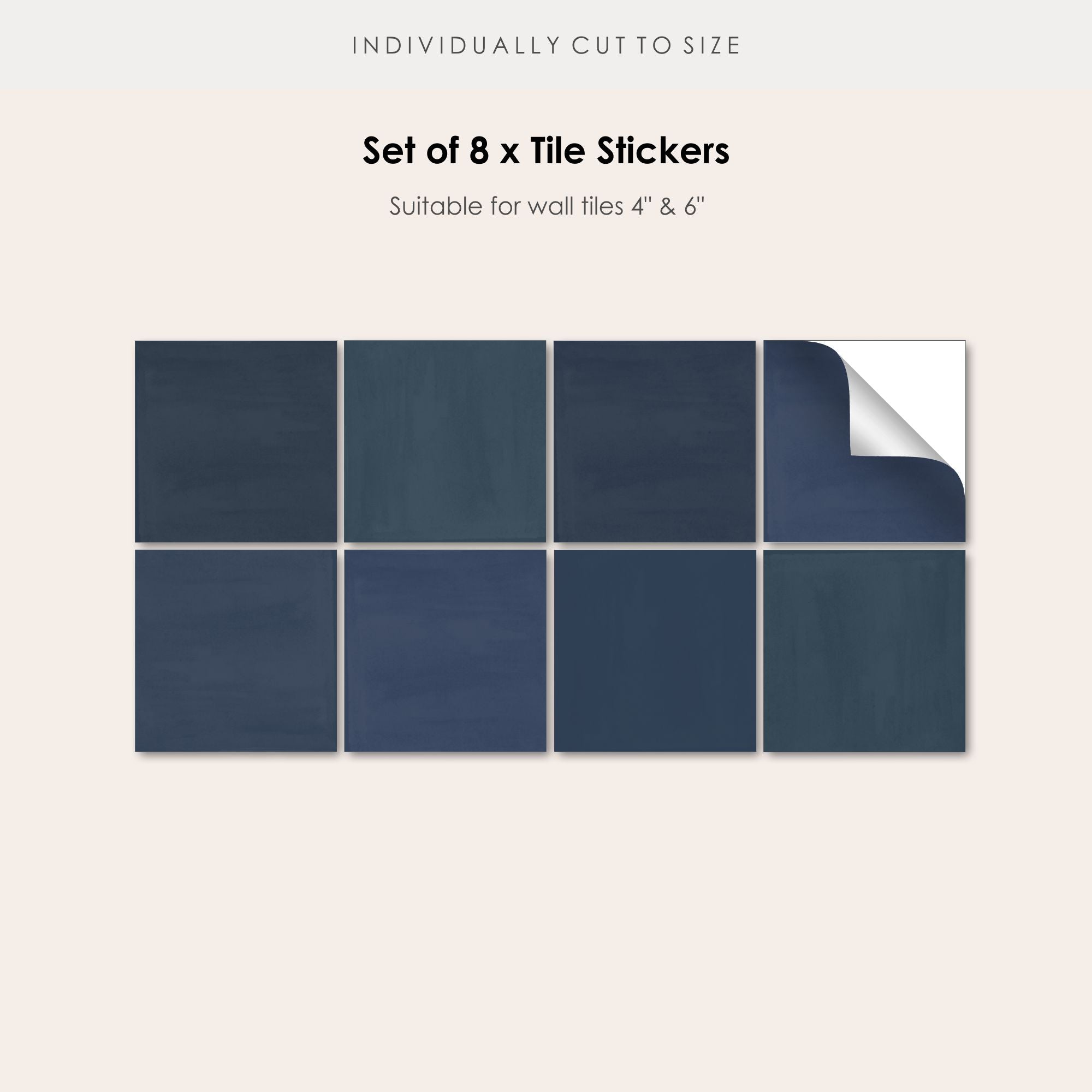 a set of 8 x tile stickers with a white background