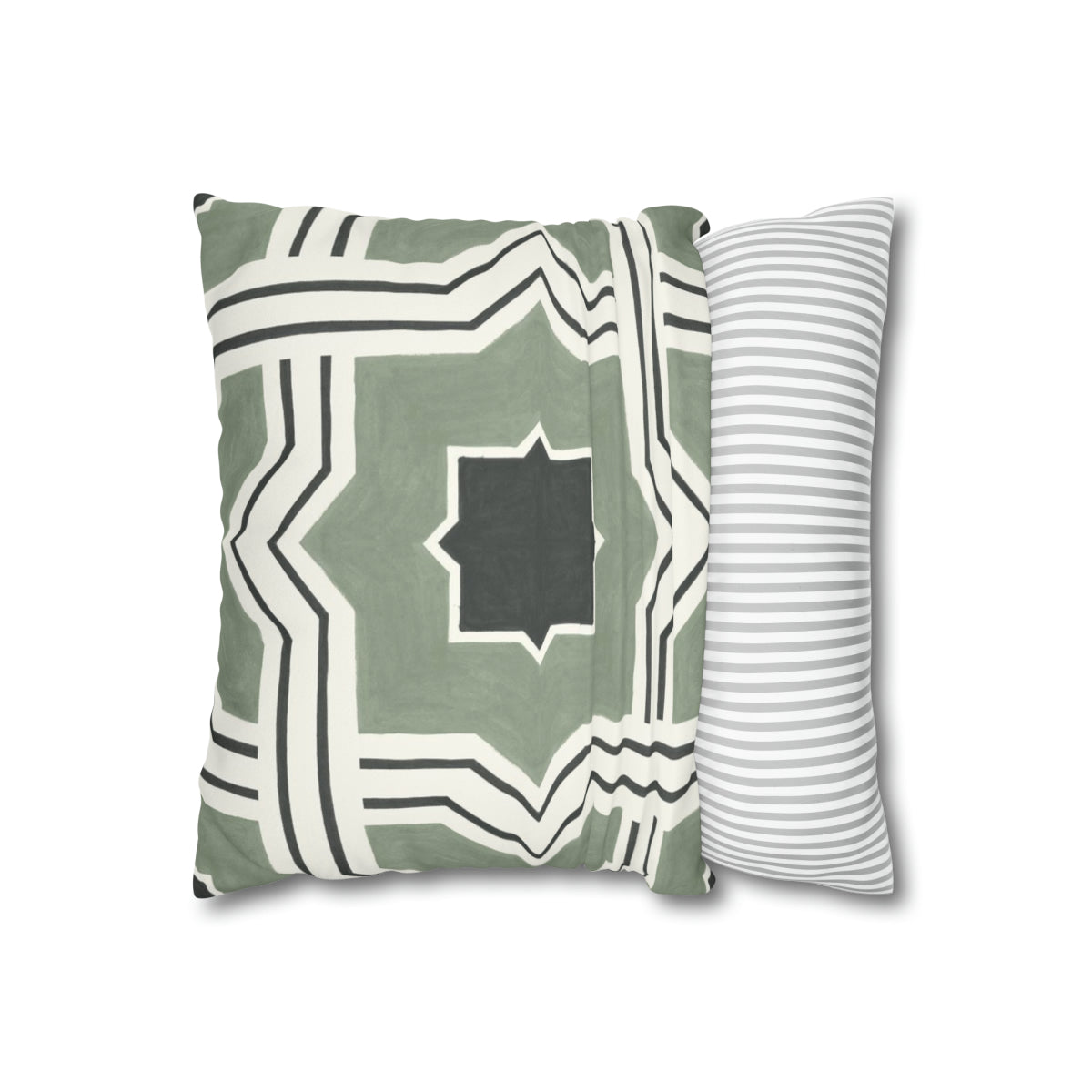 Lattice Pea Green Microsuede Square Pillow Cover