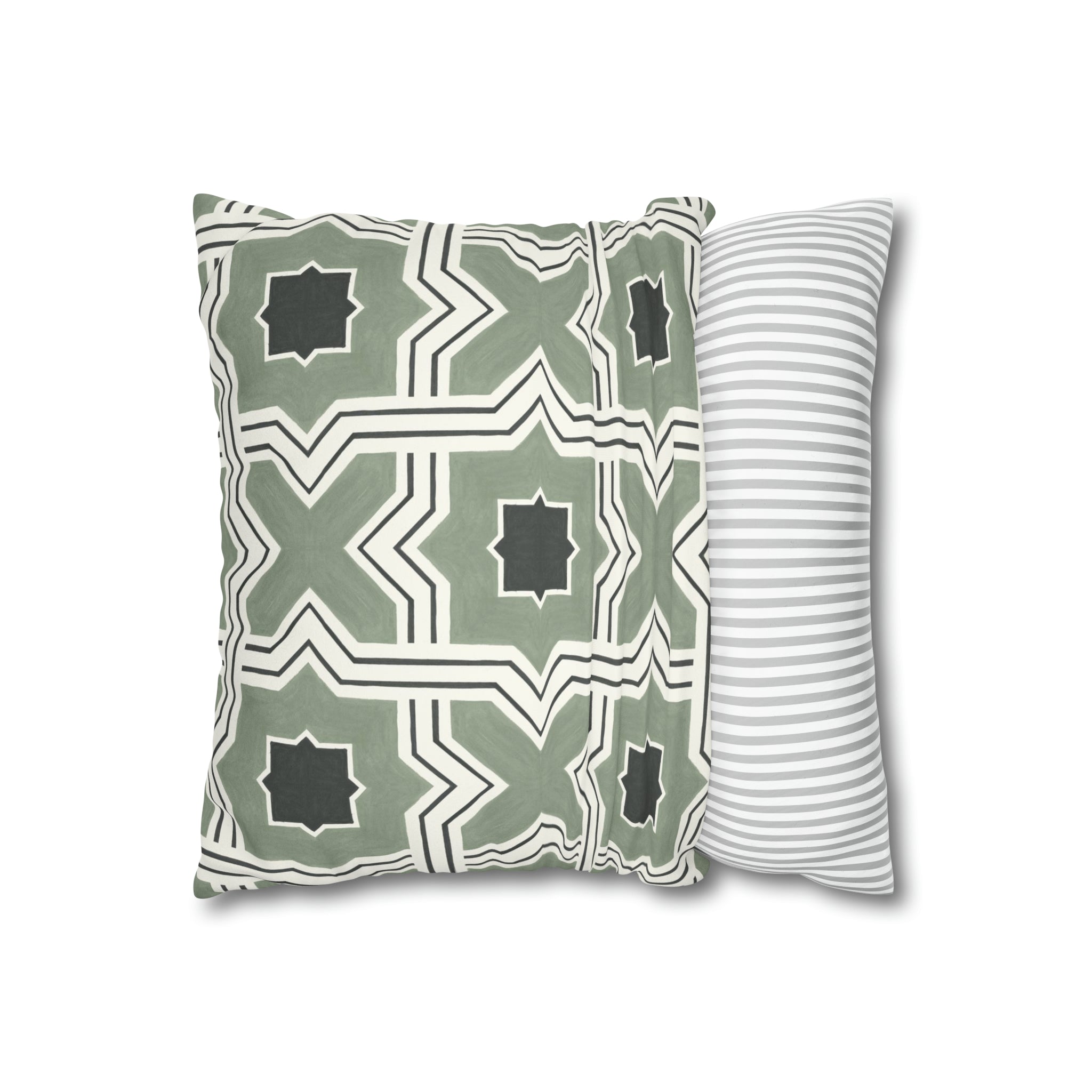 Lattice Pea Green Microsuede Square Pillow Cover