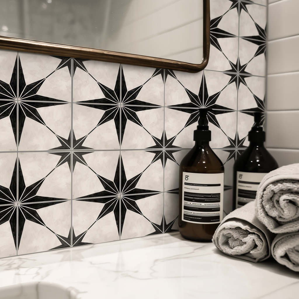 Astra in Black Vinyl Tile Sticker