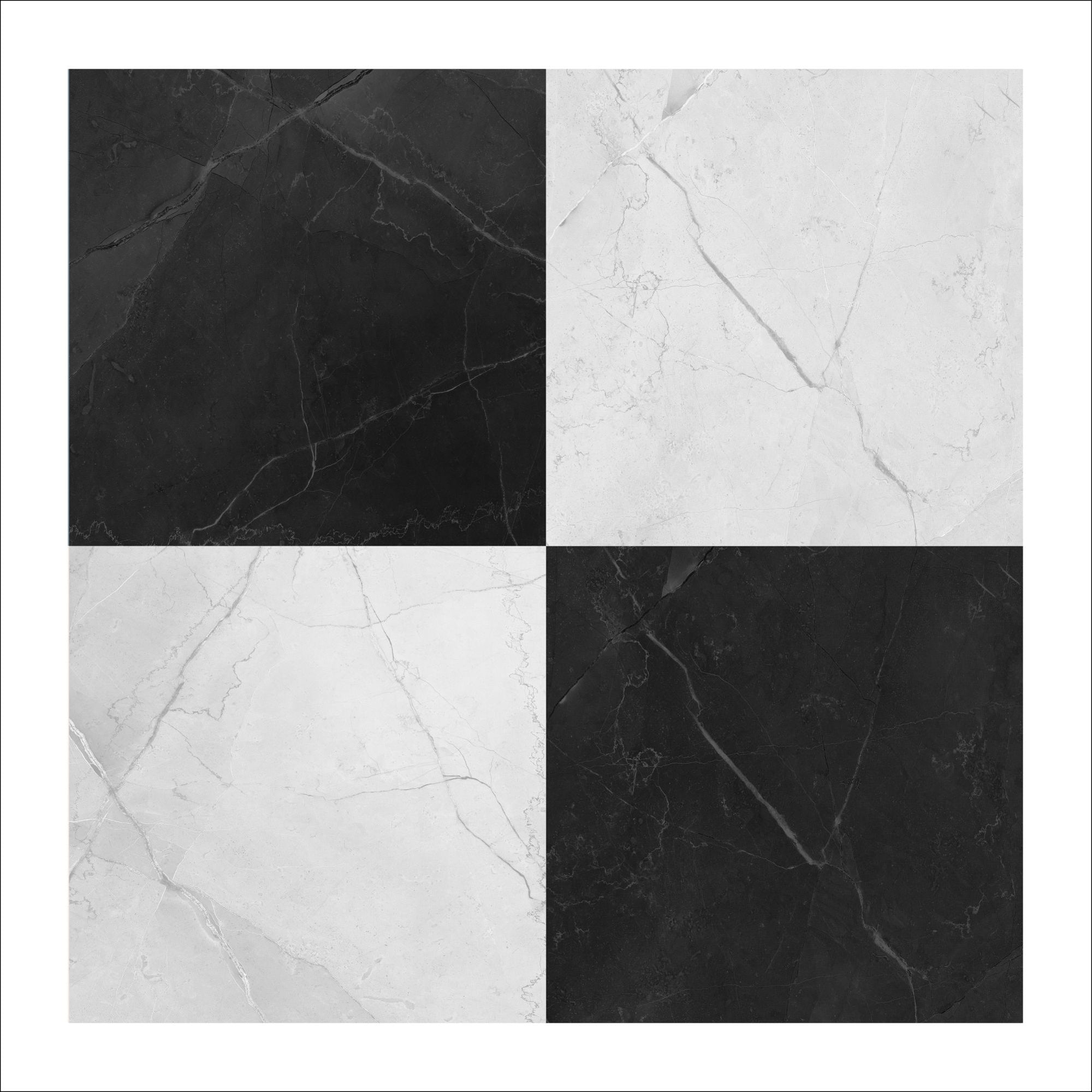 PROMO! Vinyl Floor Sticker Panel of 60 x 120 cm - Checkerboard in Black & White Marble