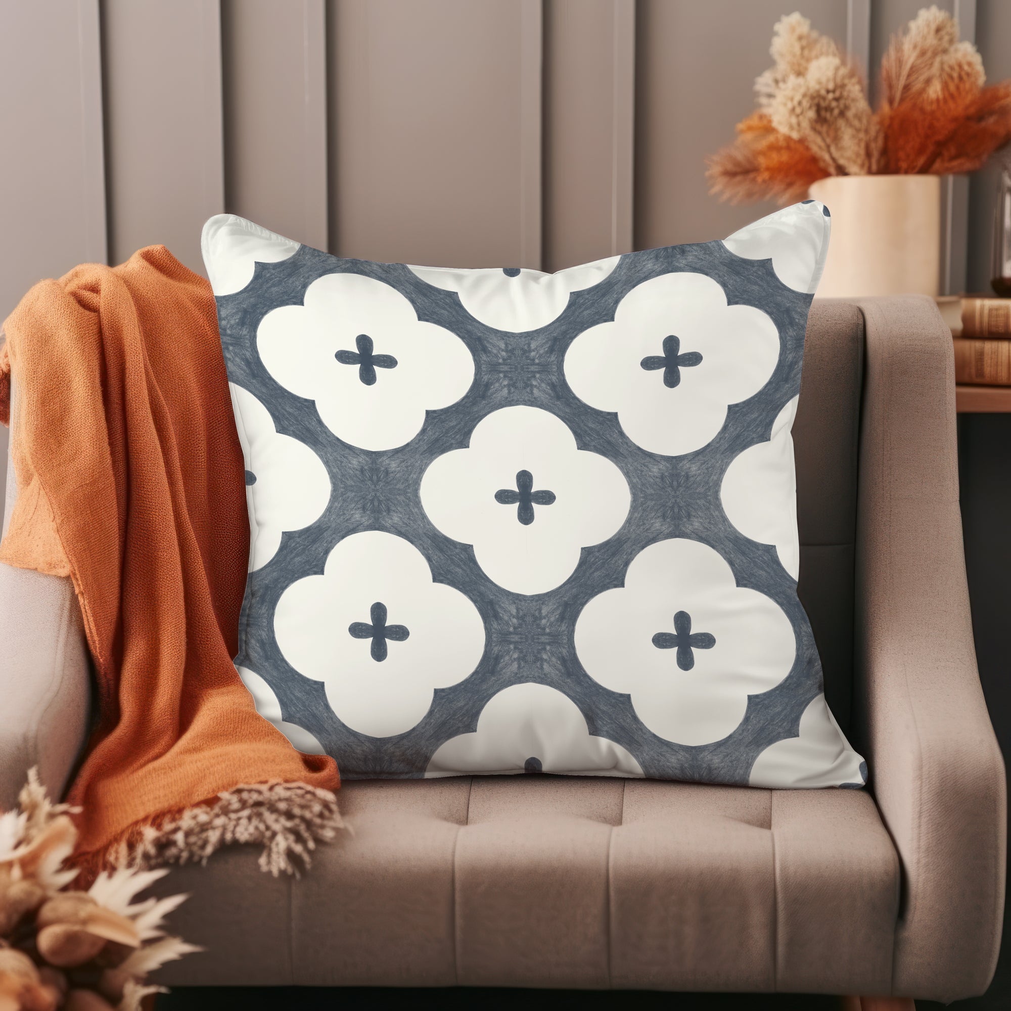 Claude Navy Microsuede Square Pillow Cover