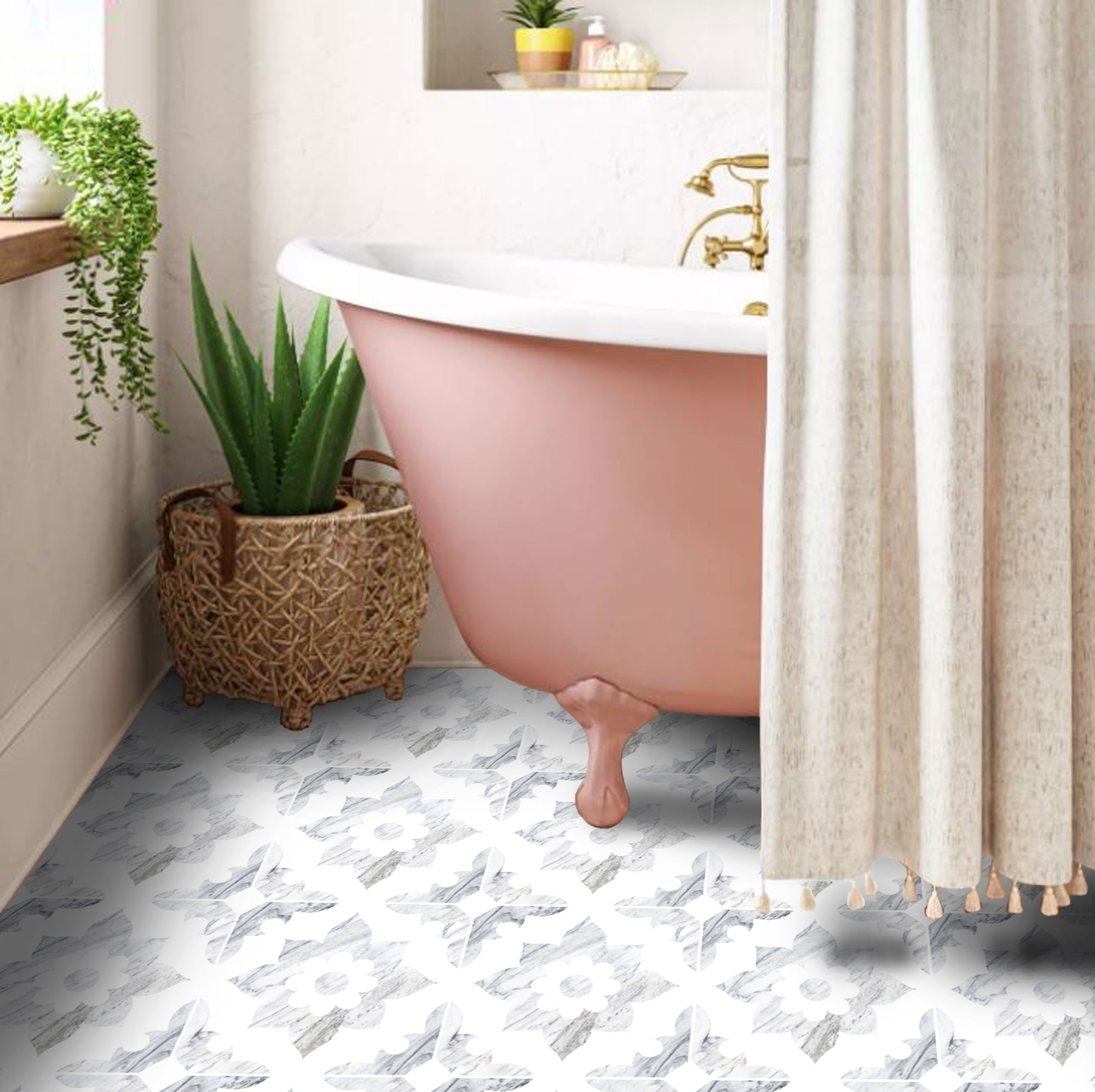 PROMO! Vinyl Floor Tile Sticker Panel of 60 x 120 cm - Campagne Marble