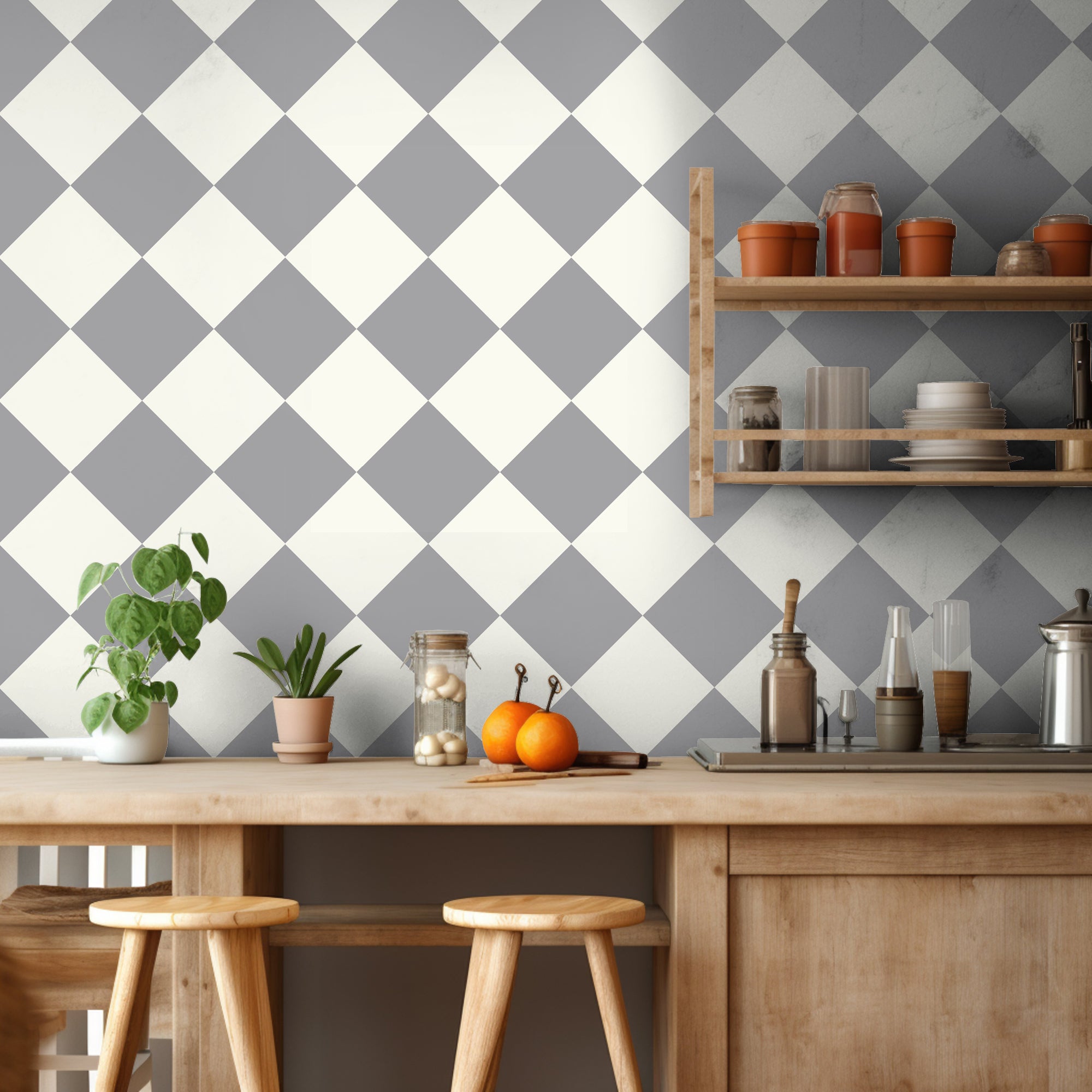 Checkerboard in Chateau Gray Tile Sticker