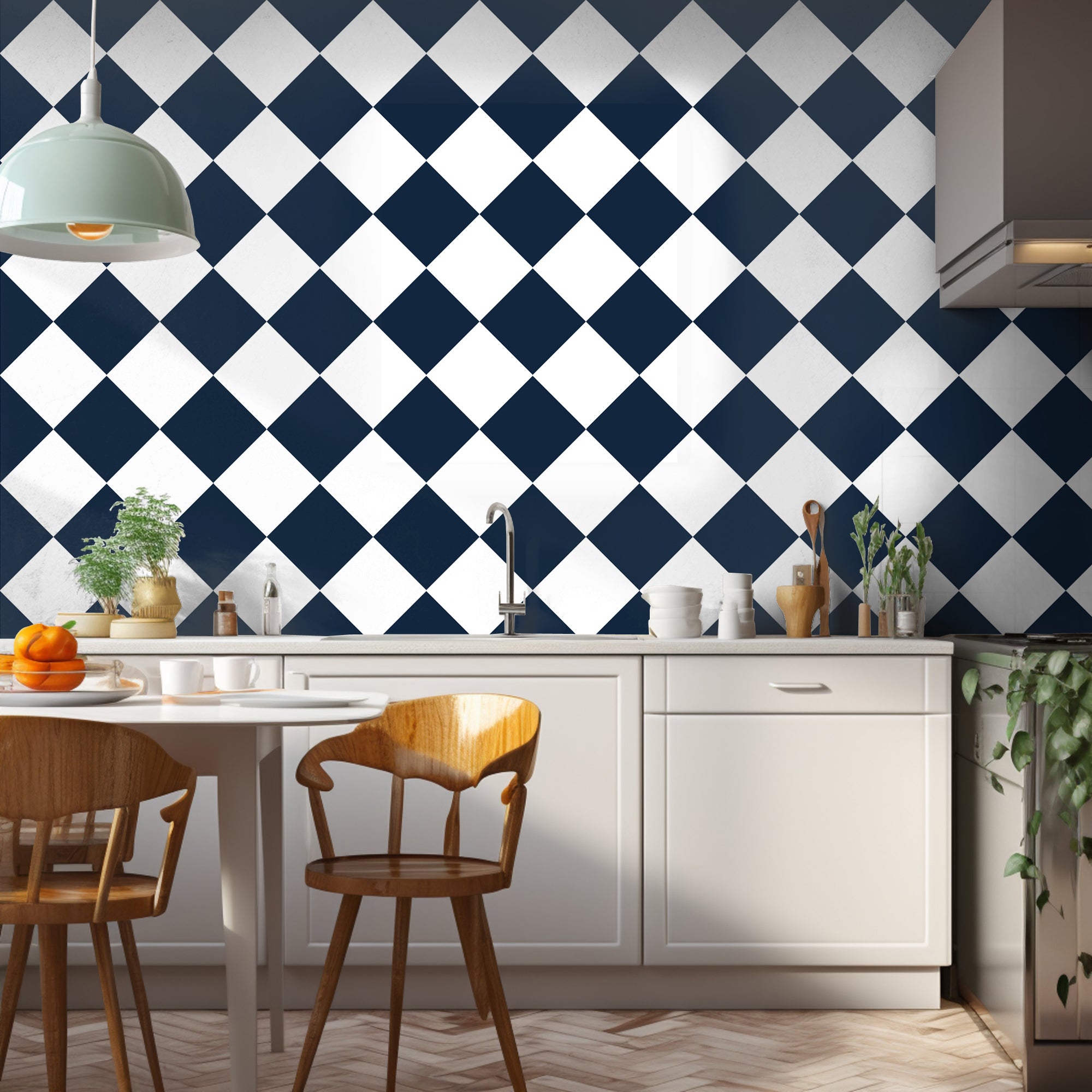 Checkerboard in Navy Tile Sticker