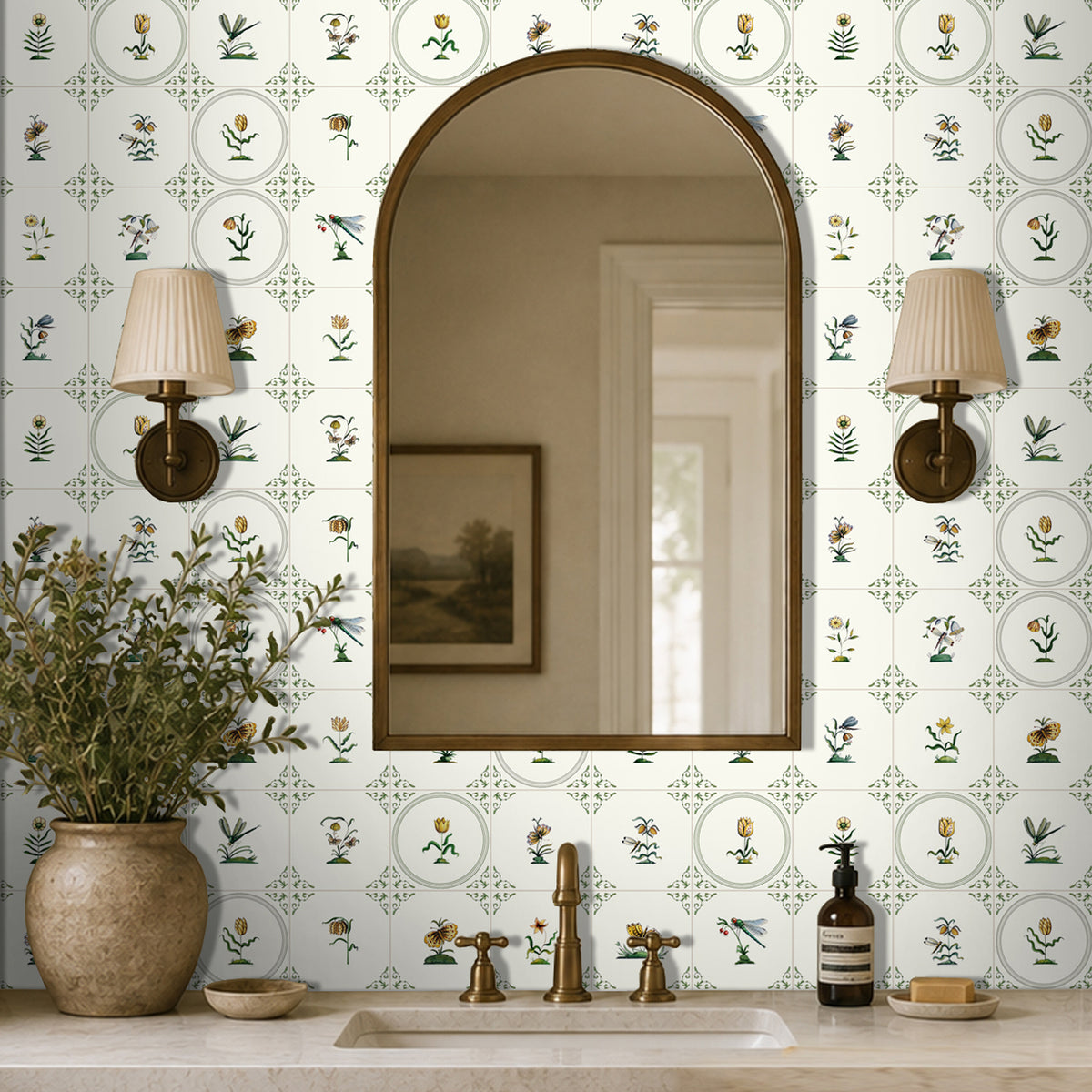 Delft Botanical Vinyl Tile Sticker