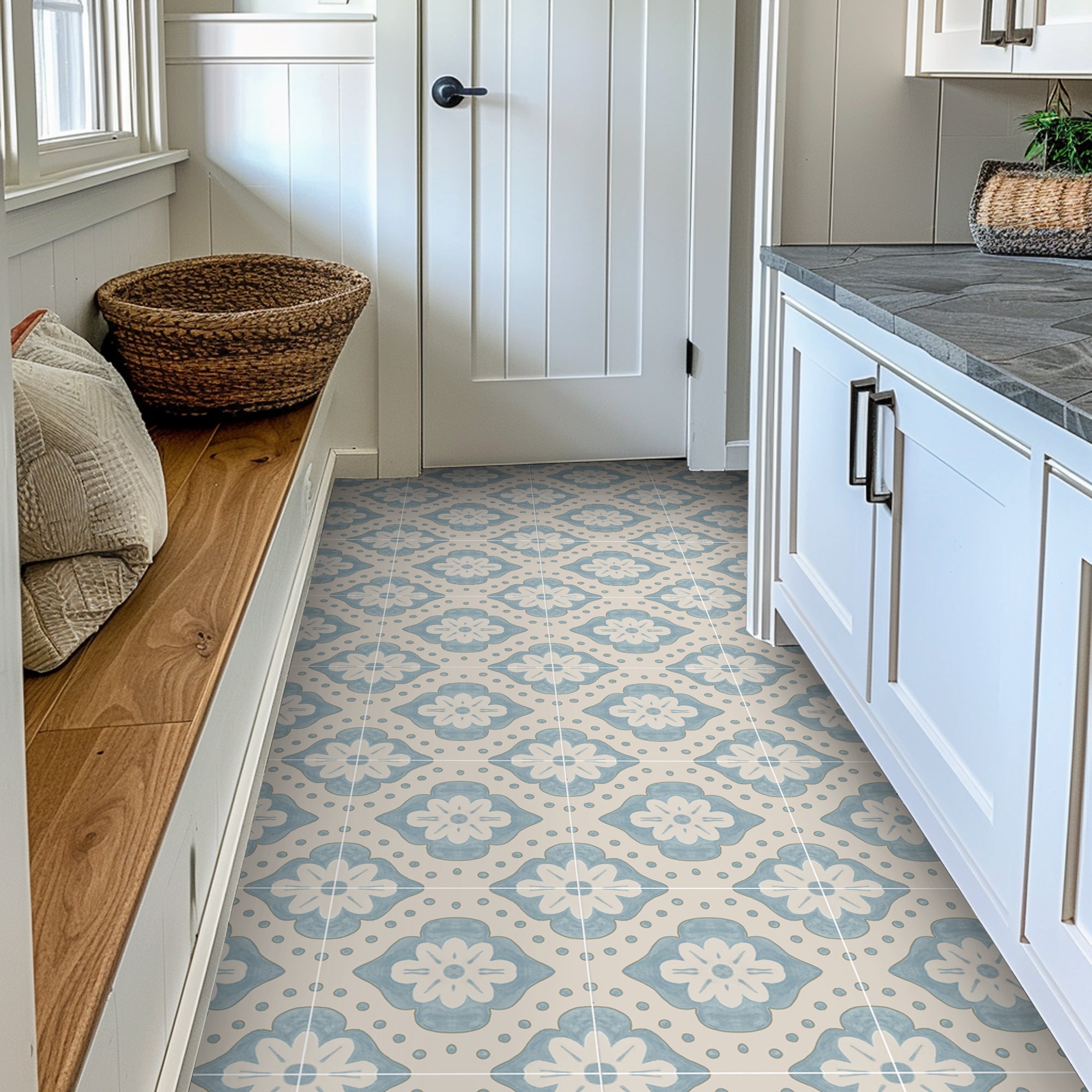blue vinyl floor decals