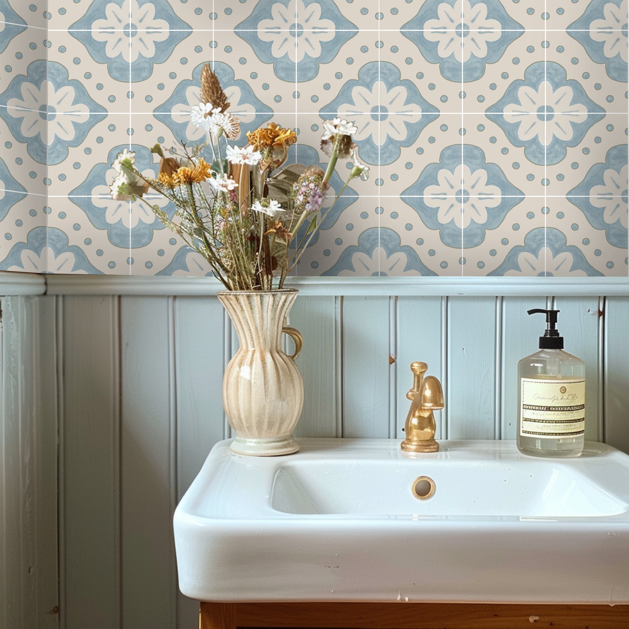 Larkspur in Powder Blue Wallpaper