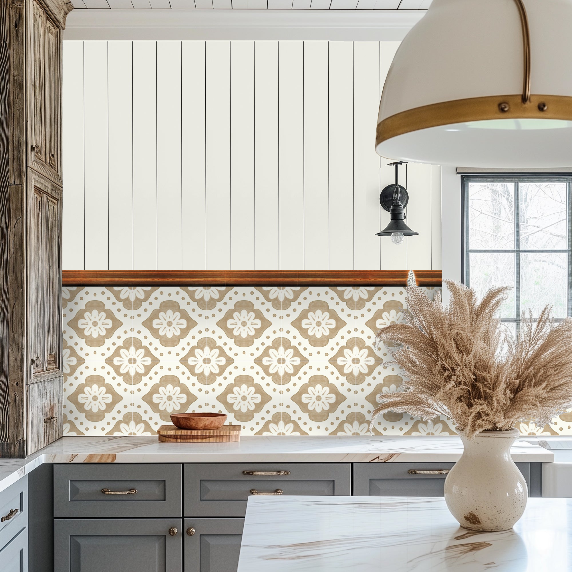 Larkspur in Tan Wallpaper