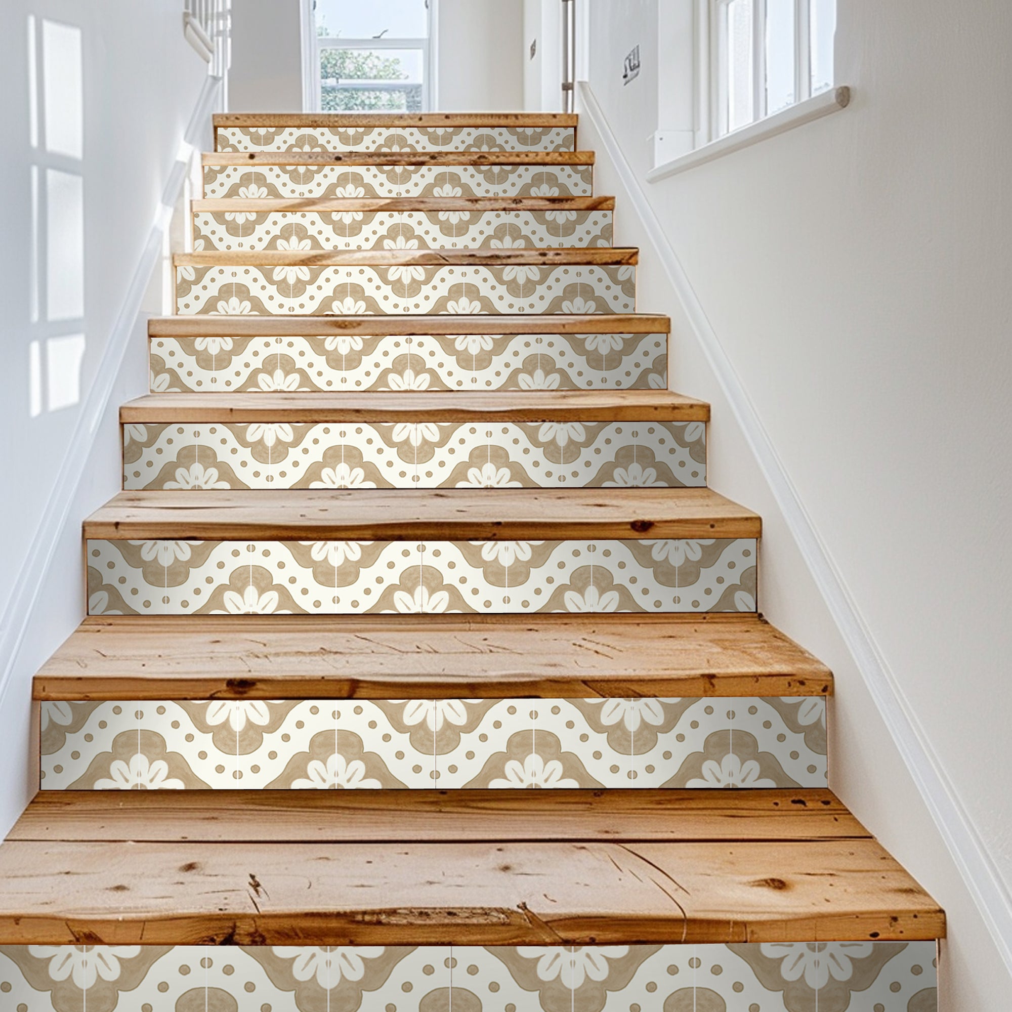 Larkspur in Tan Stair Riser Stickers