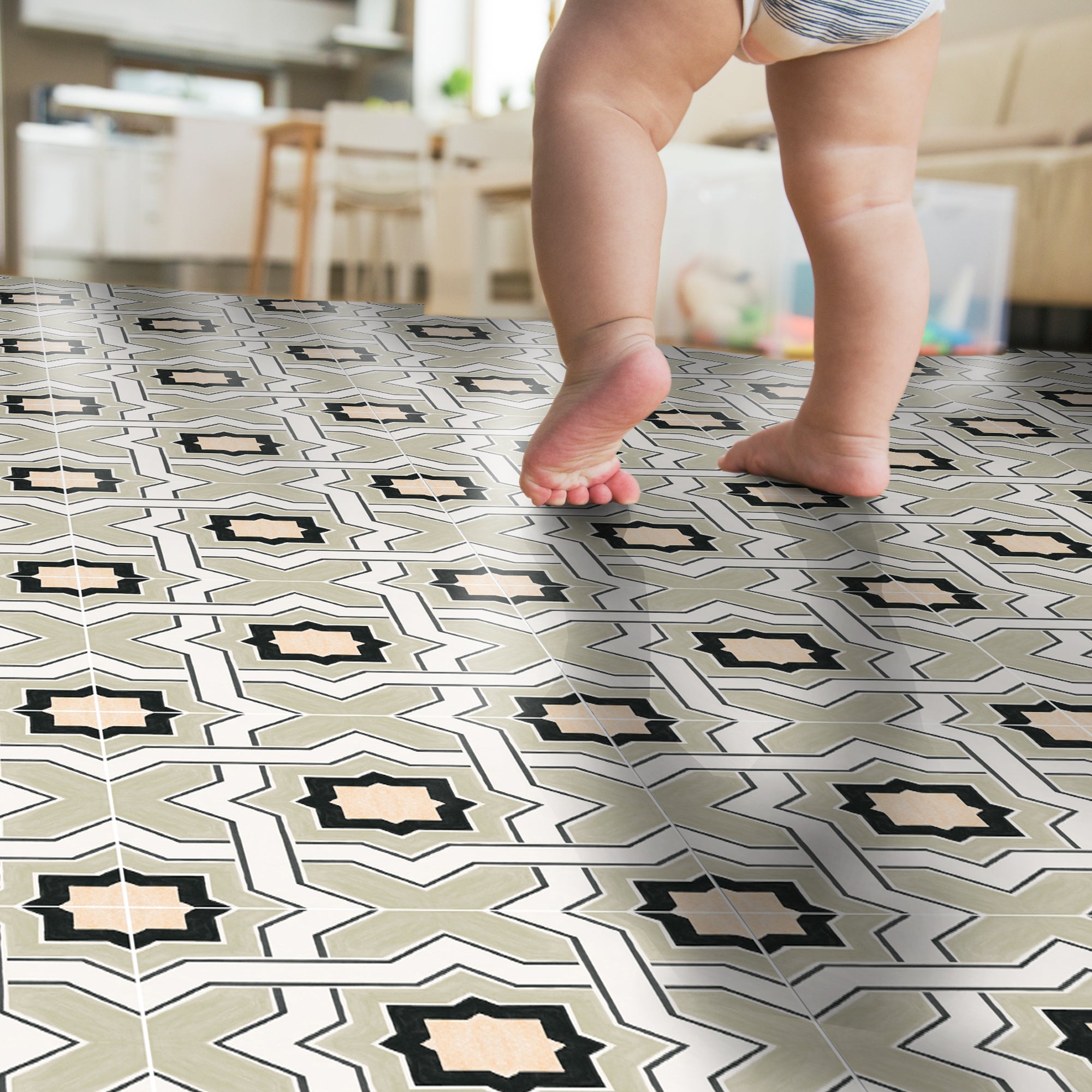 Lattice in Olive Vinyl Tile Sticker