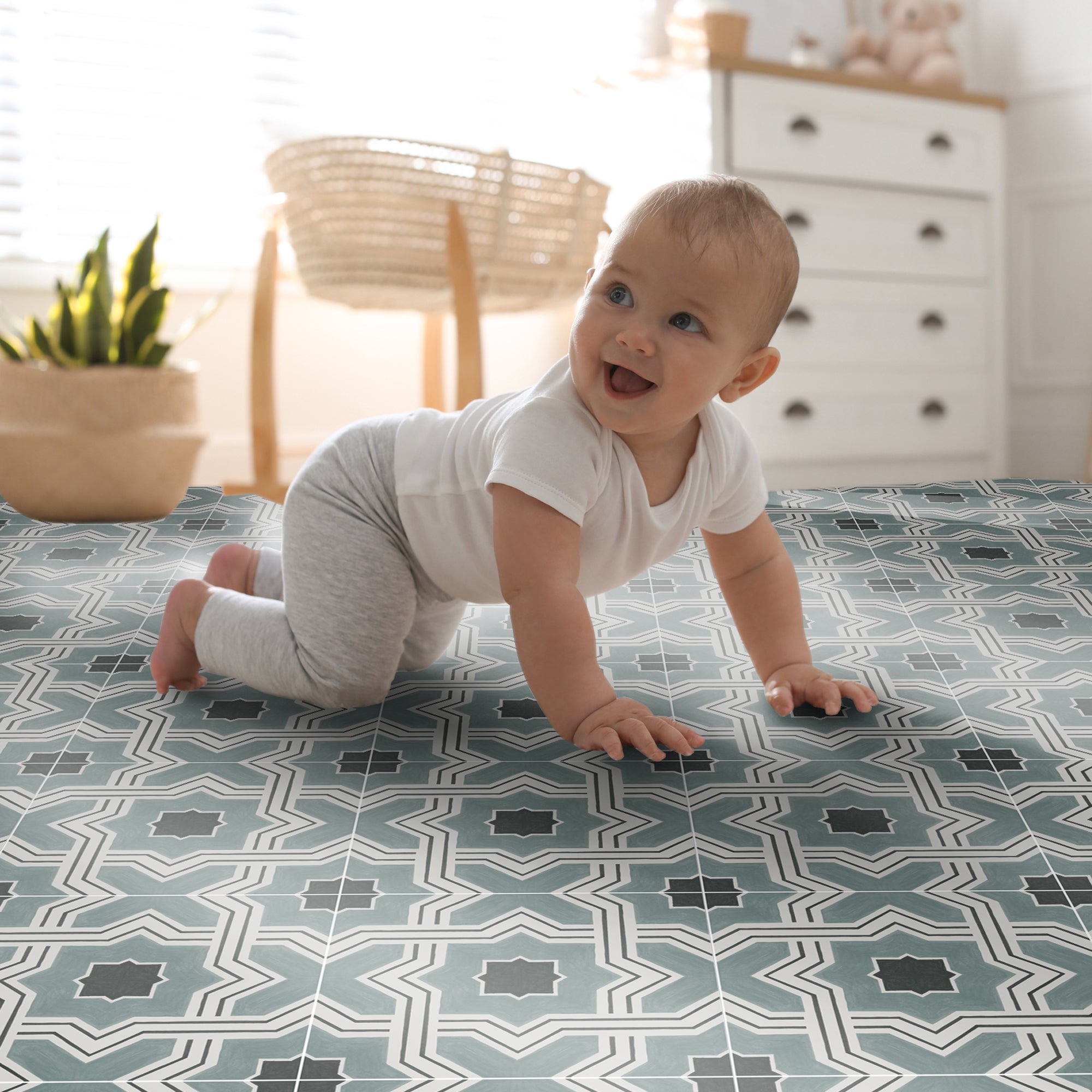 Lattice in Grey Vinyl Tile Sticker