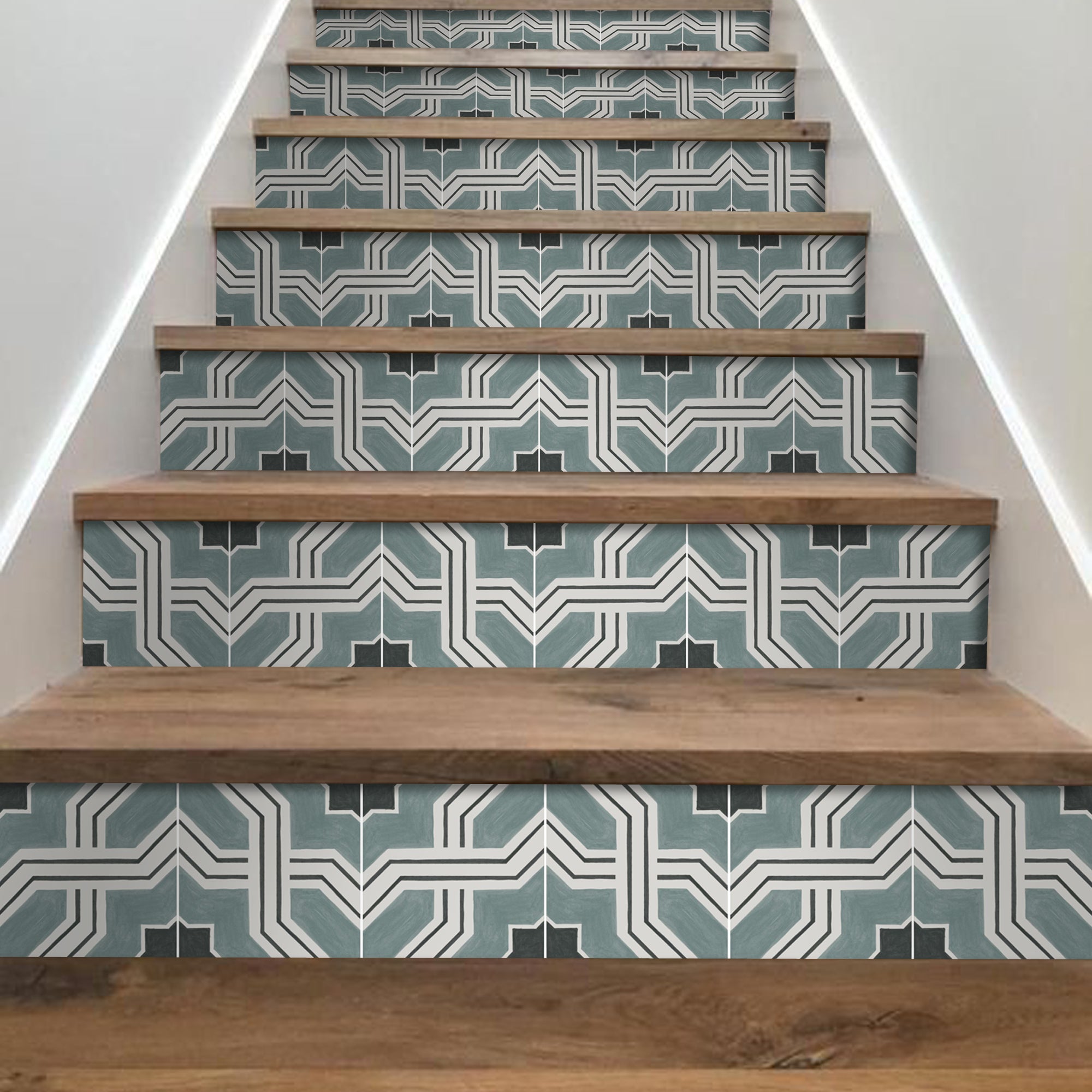 Lattice in Grey Stair Riser Stickers