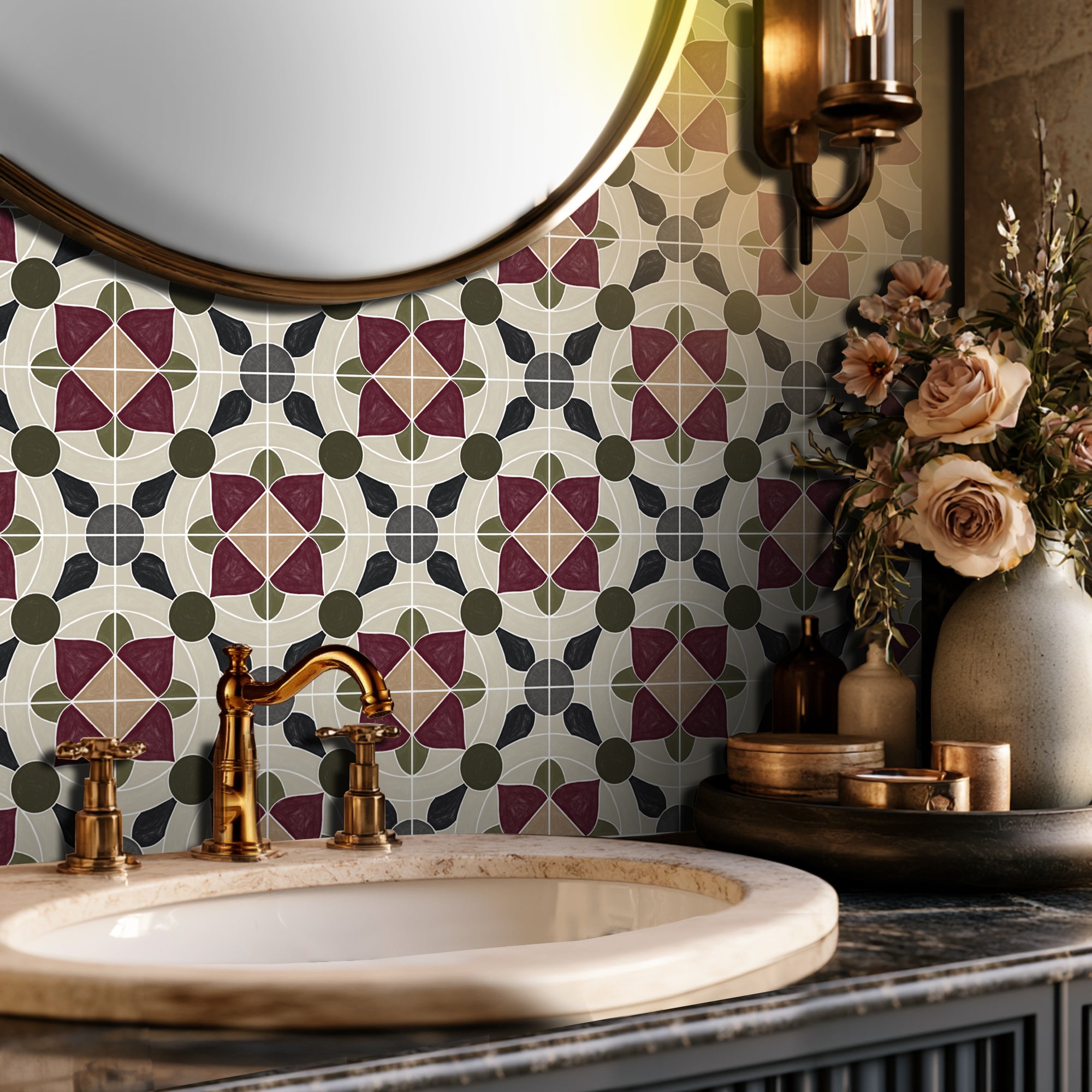 Lisbon in Wine Vinyl Tile Sticker