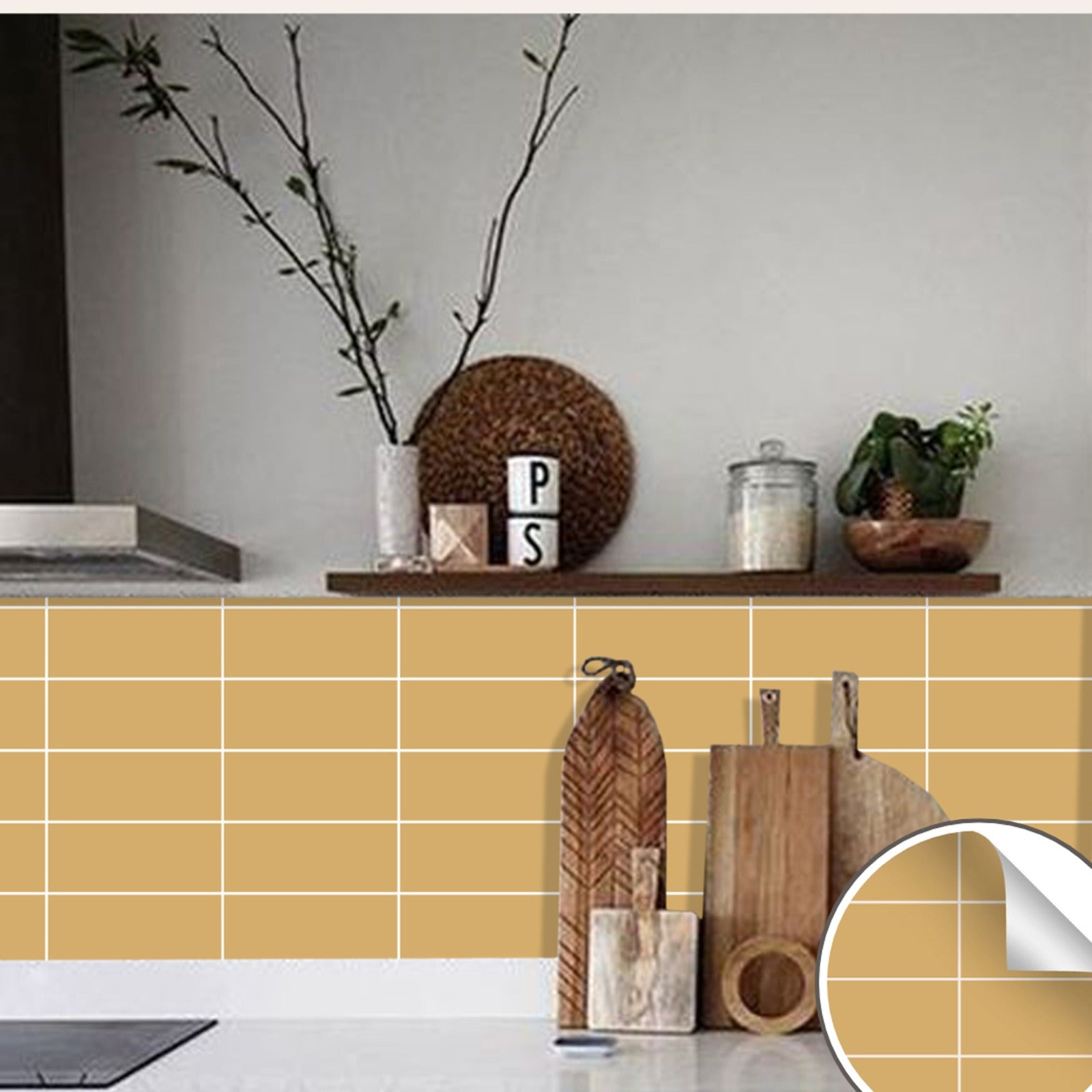 Golden Ochre Solid Color Tile Stickers