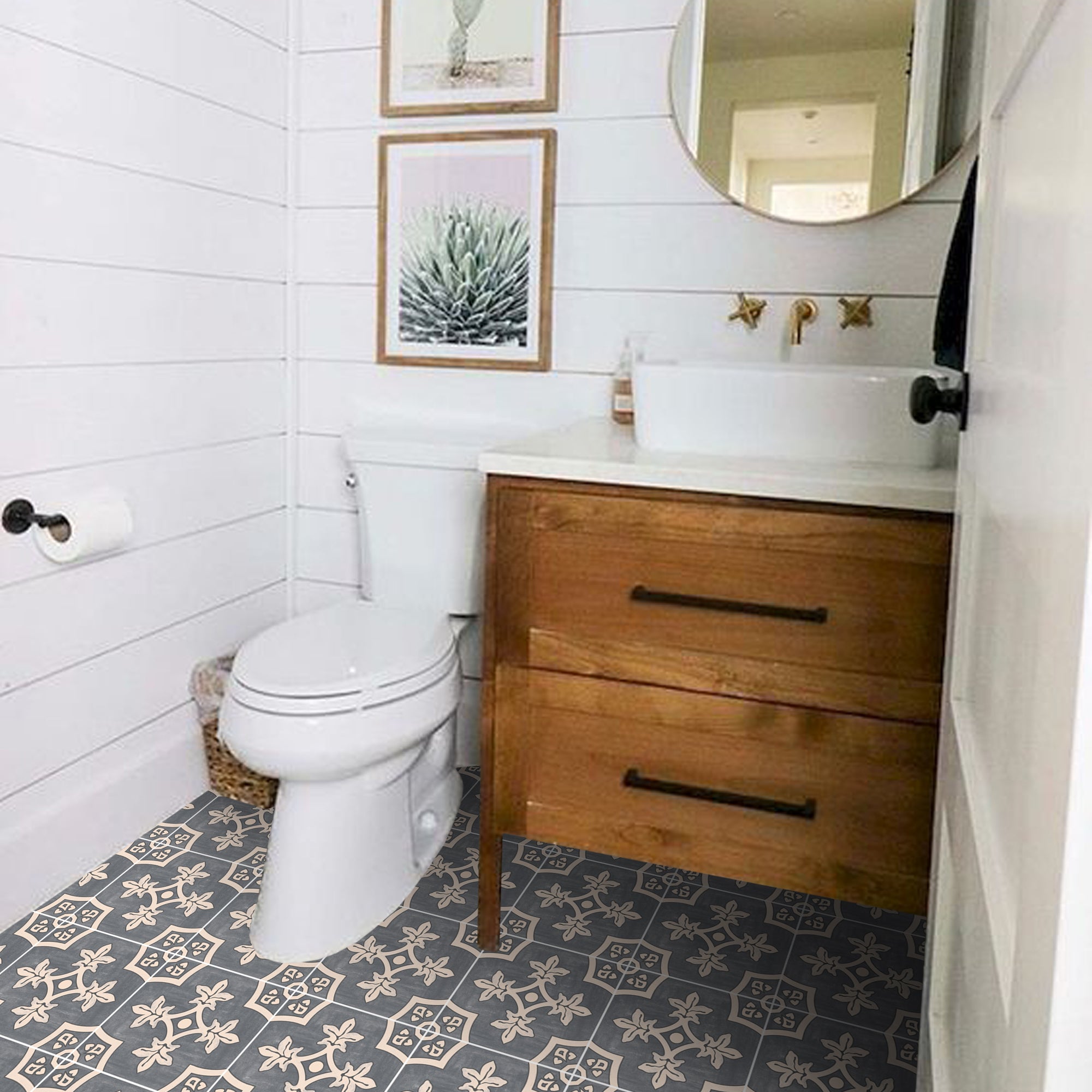 Palma in Fonte Grey Vinyl Tile Sticker