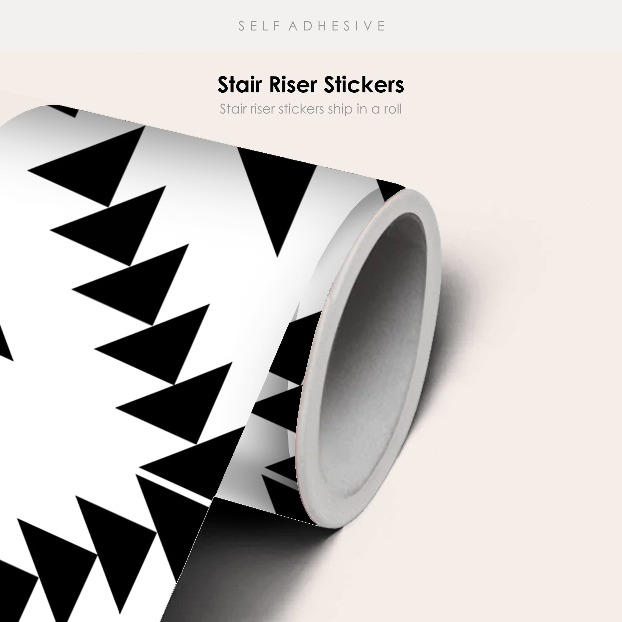 Zig Zag in Black Stair Riser Stickers