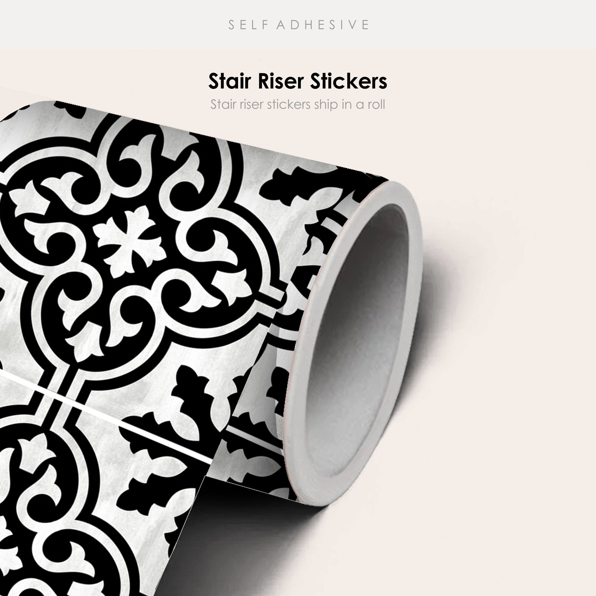 Floc in Black Stair Riser Stickers