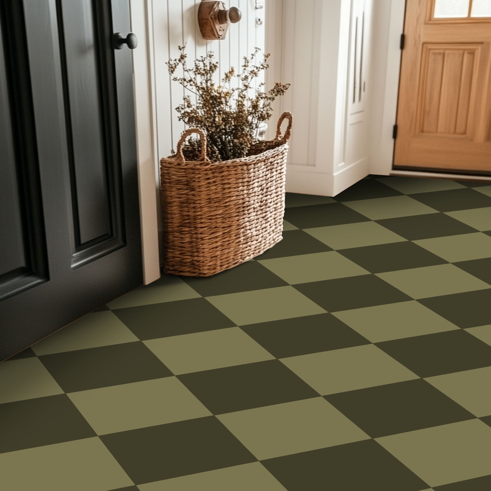 Checkerboard Tile Stickers in Spruce and Dark Olive
