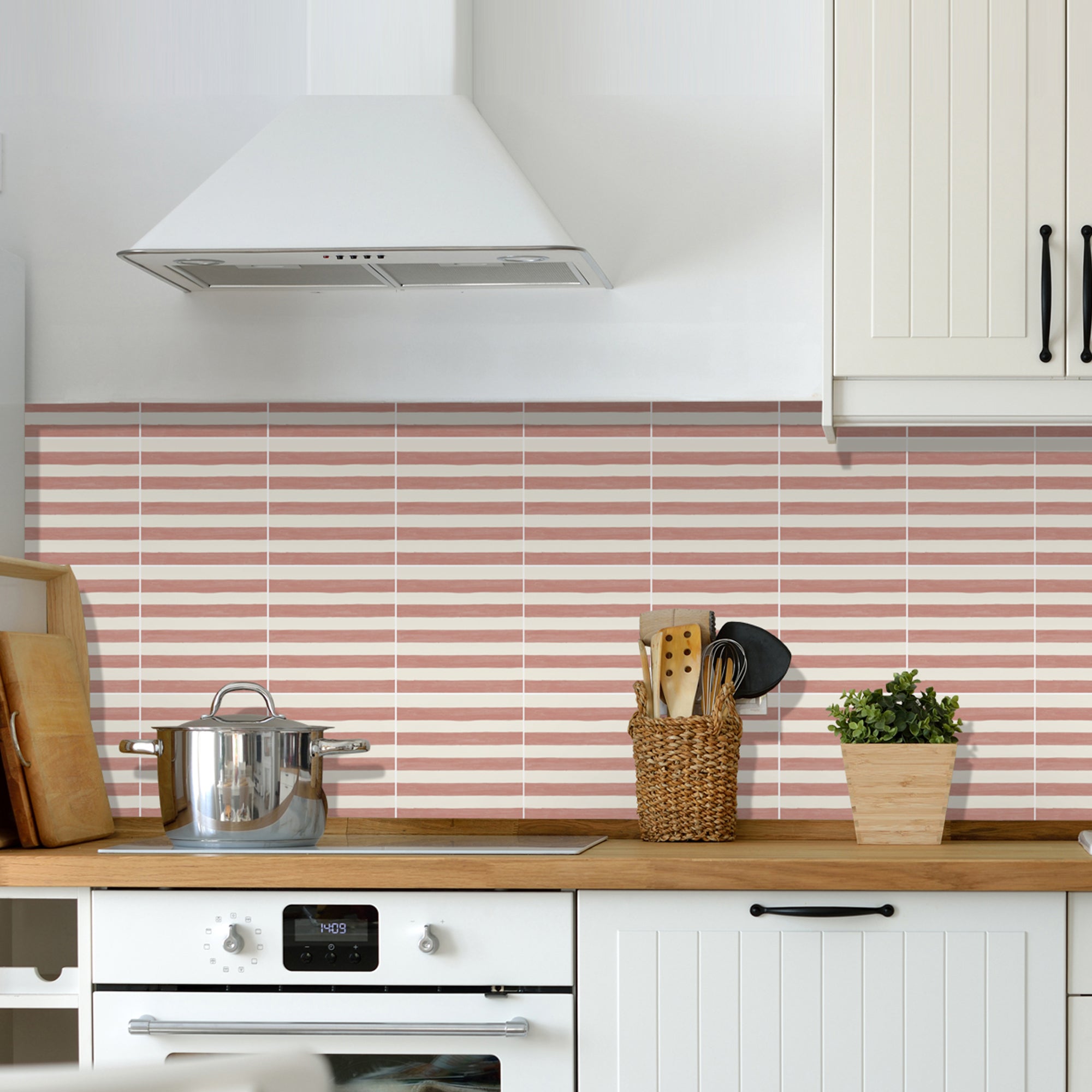 Stripes in Sakura Pink Vinyl Tile Sticker