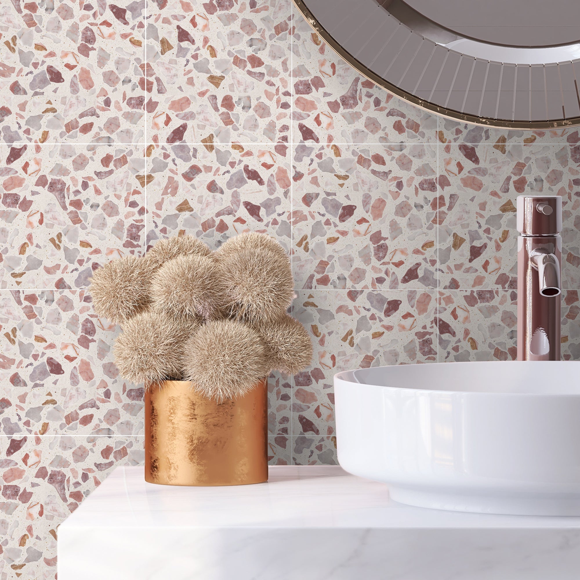 Custom Terrazzo Clay Pink Tile Stickers for Kate