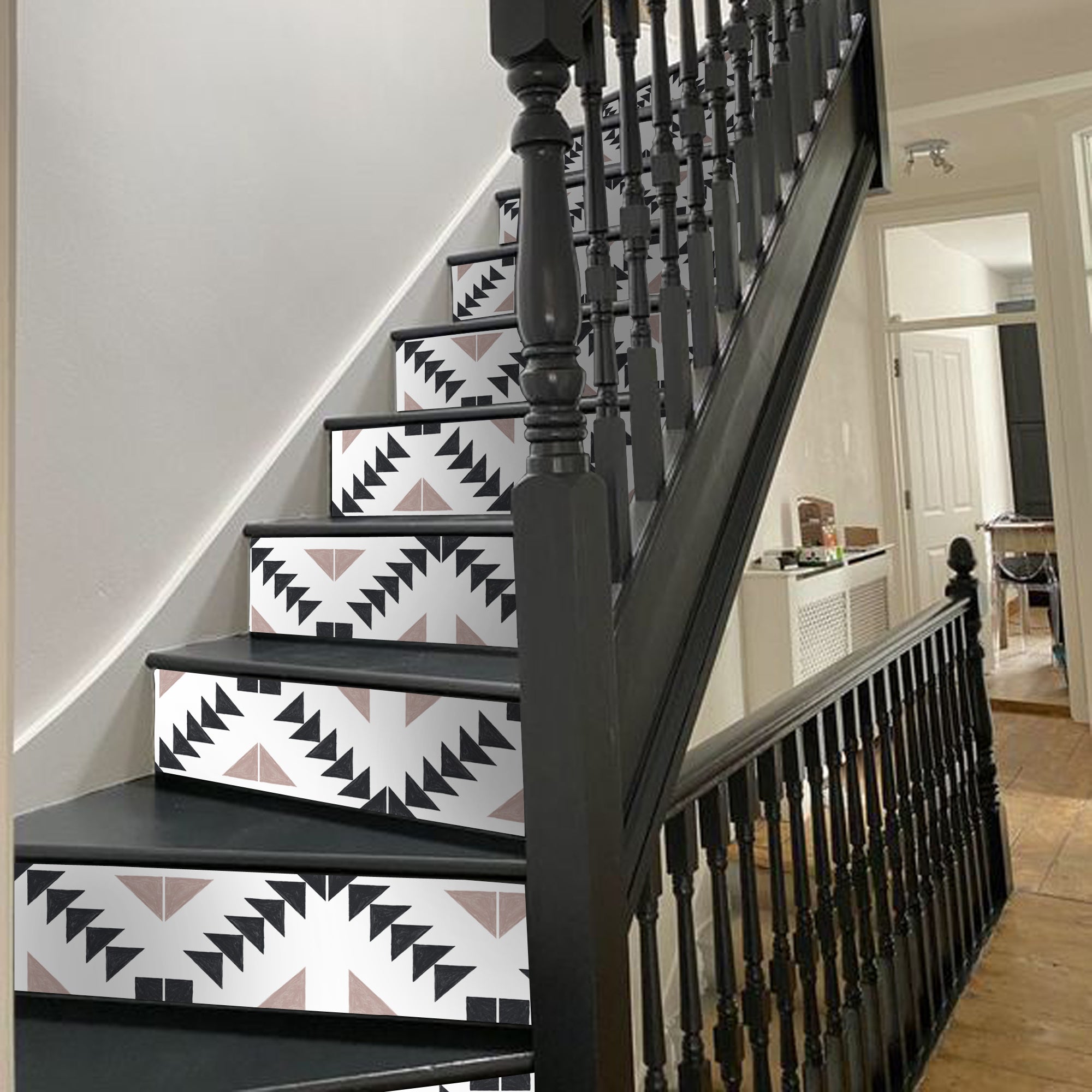 Custom Zig Zag Taupe Stair Riser Stickers - for Melissa
