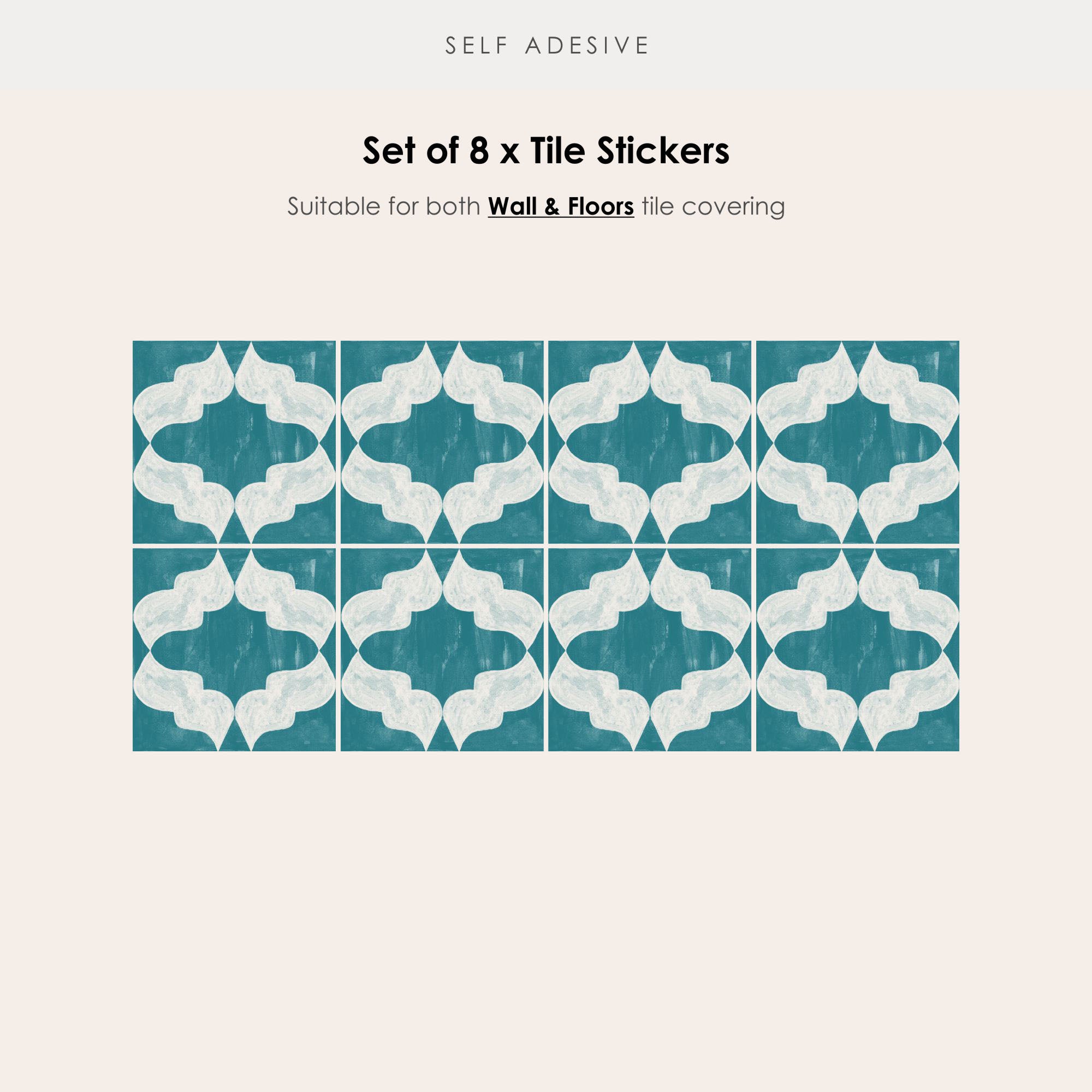 Arabesque in Teal Vinyl Tile Sticker