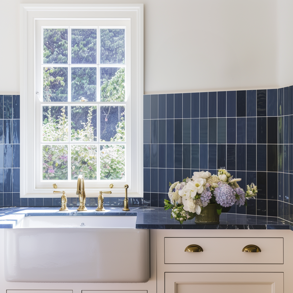 a kitchen with a sink and a window