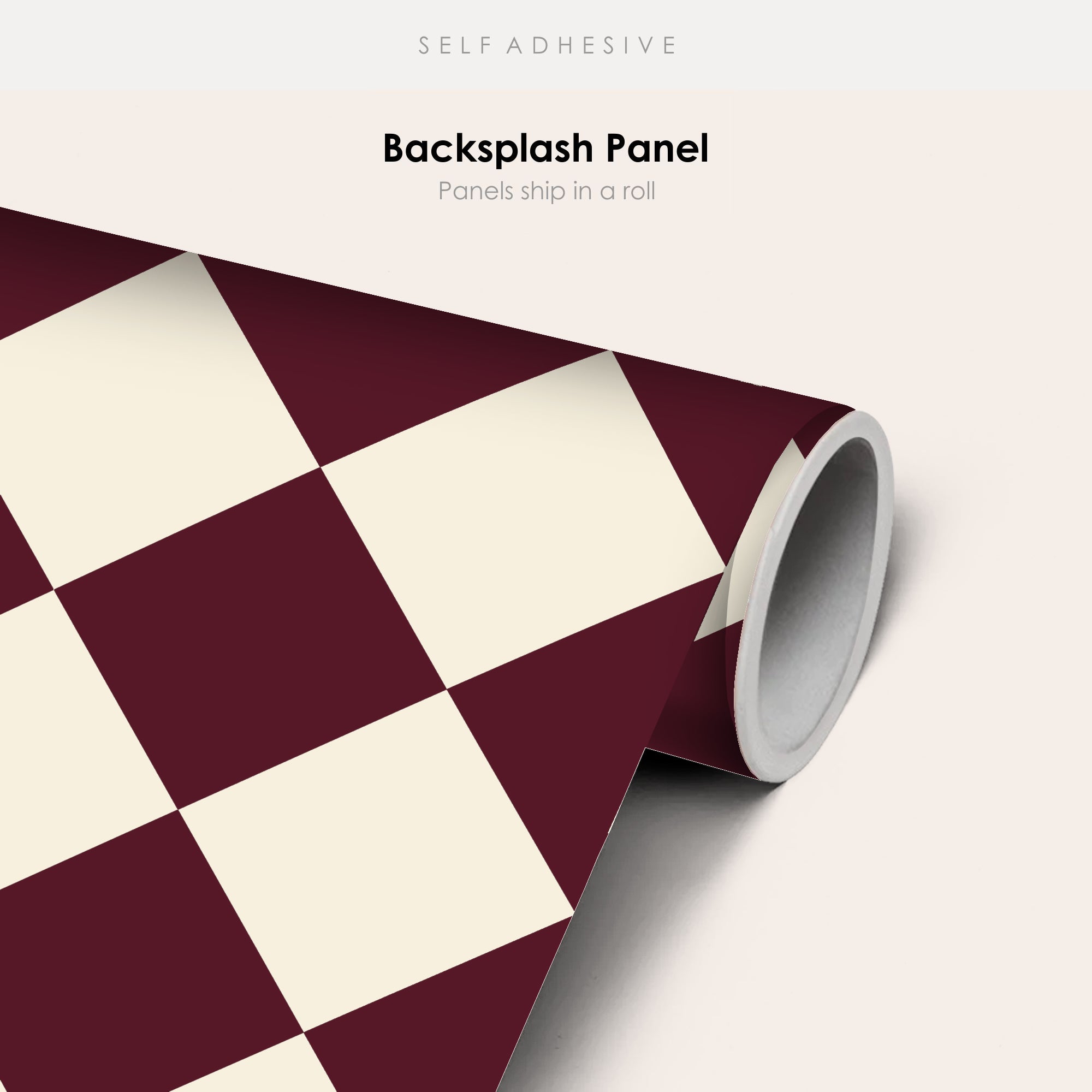 Checkerboard Tile Stickers in Bone White and Wine