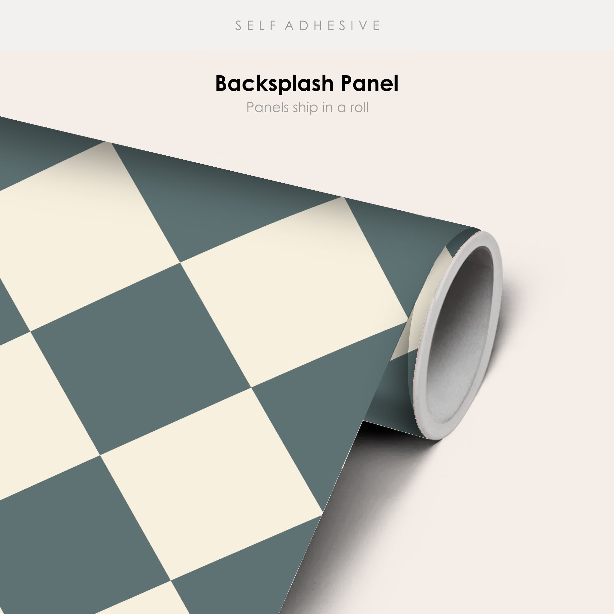 Checkerboard Tile Stickers in Bone White and Storm