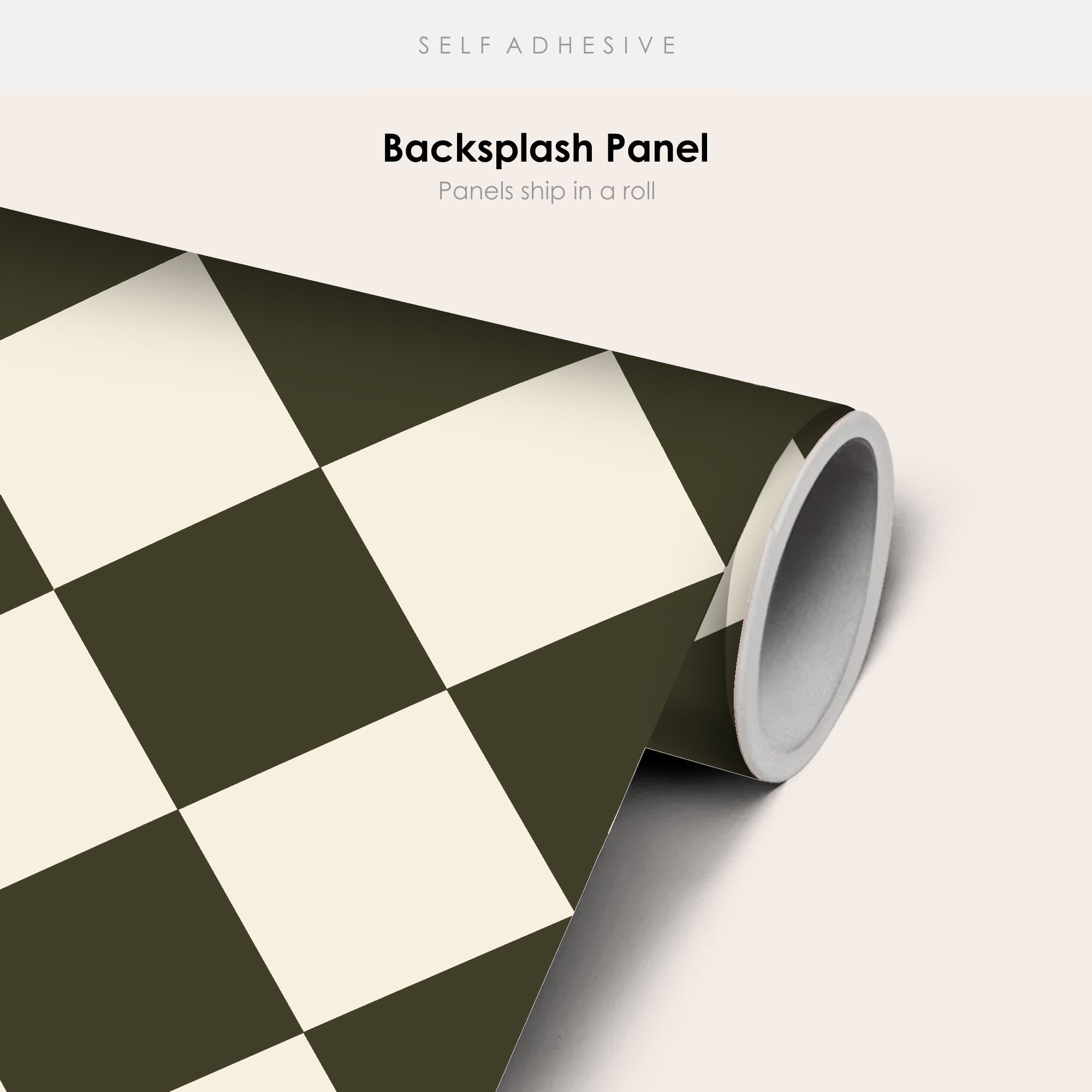 Checkerboard Tile Stickers in Bone White and Dark Olive