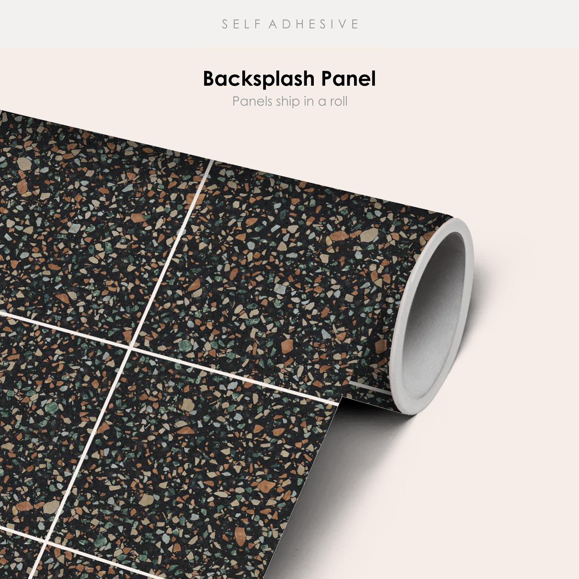 Terrazzo Earthy Black Vinyl Tile Sticker