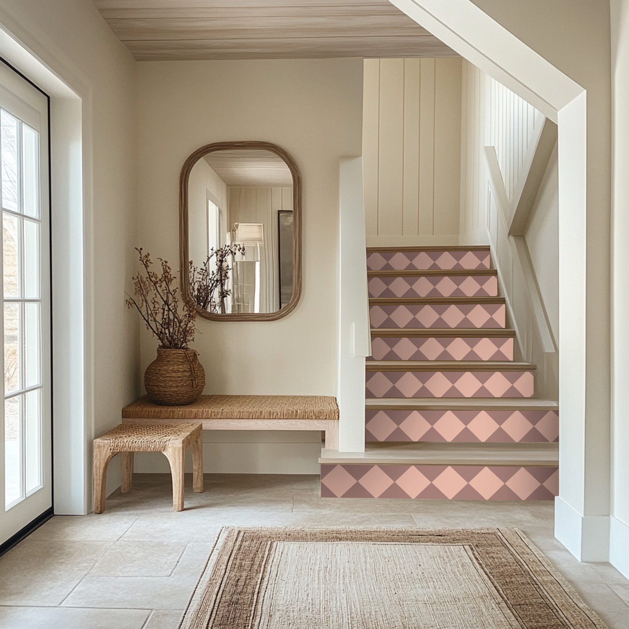 Checkerboard Stair Riser Stickers Dusk and Powder