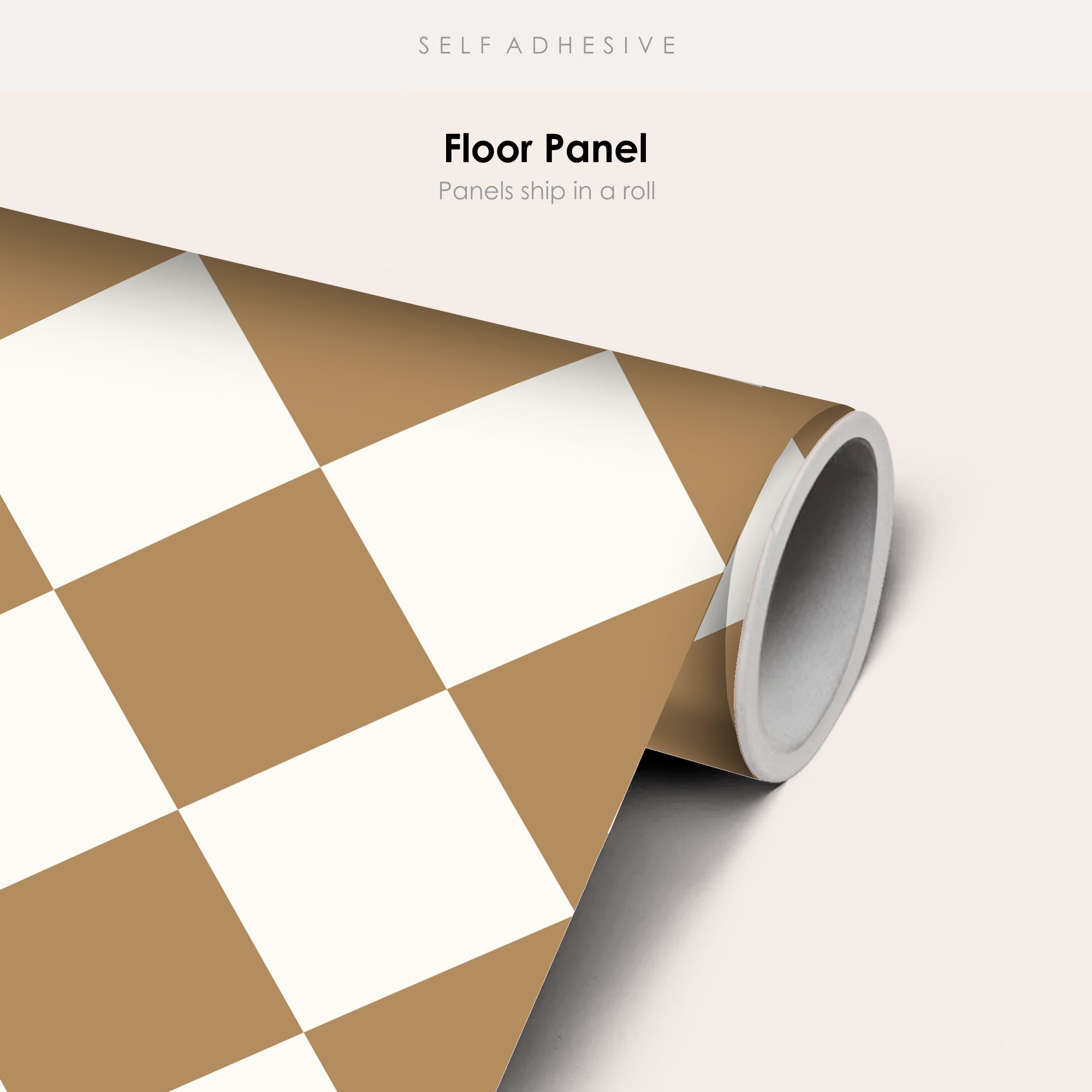 Checkerboard Tile Stickers in Bone White and Gold Leaf