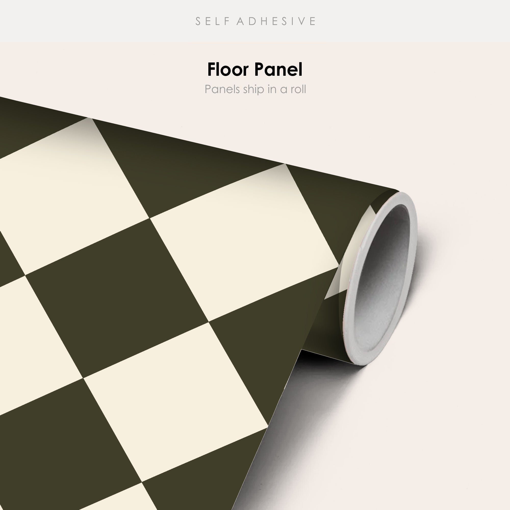Checkerboard Tile Stickers in Bone White and Dark Olive