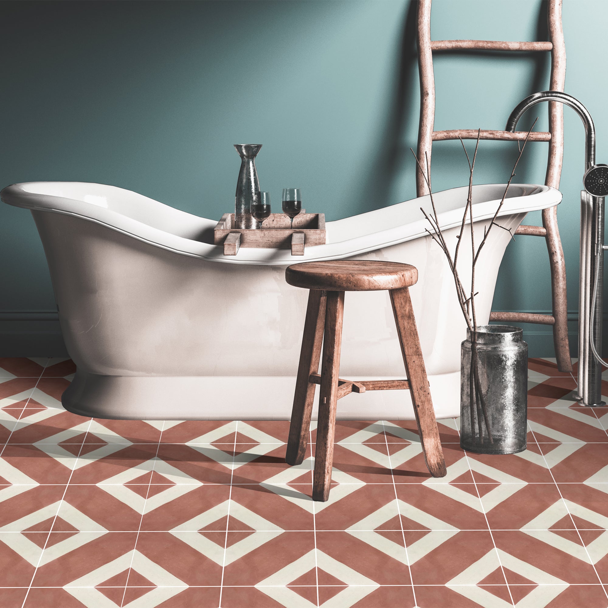 Salon in Red Earth Vinyl Tile Sticker