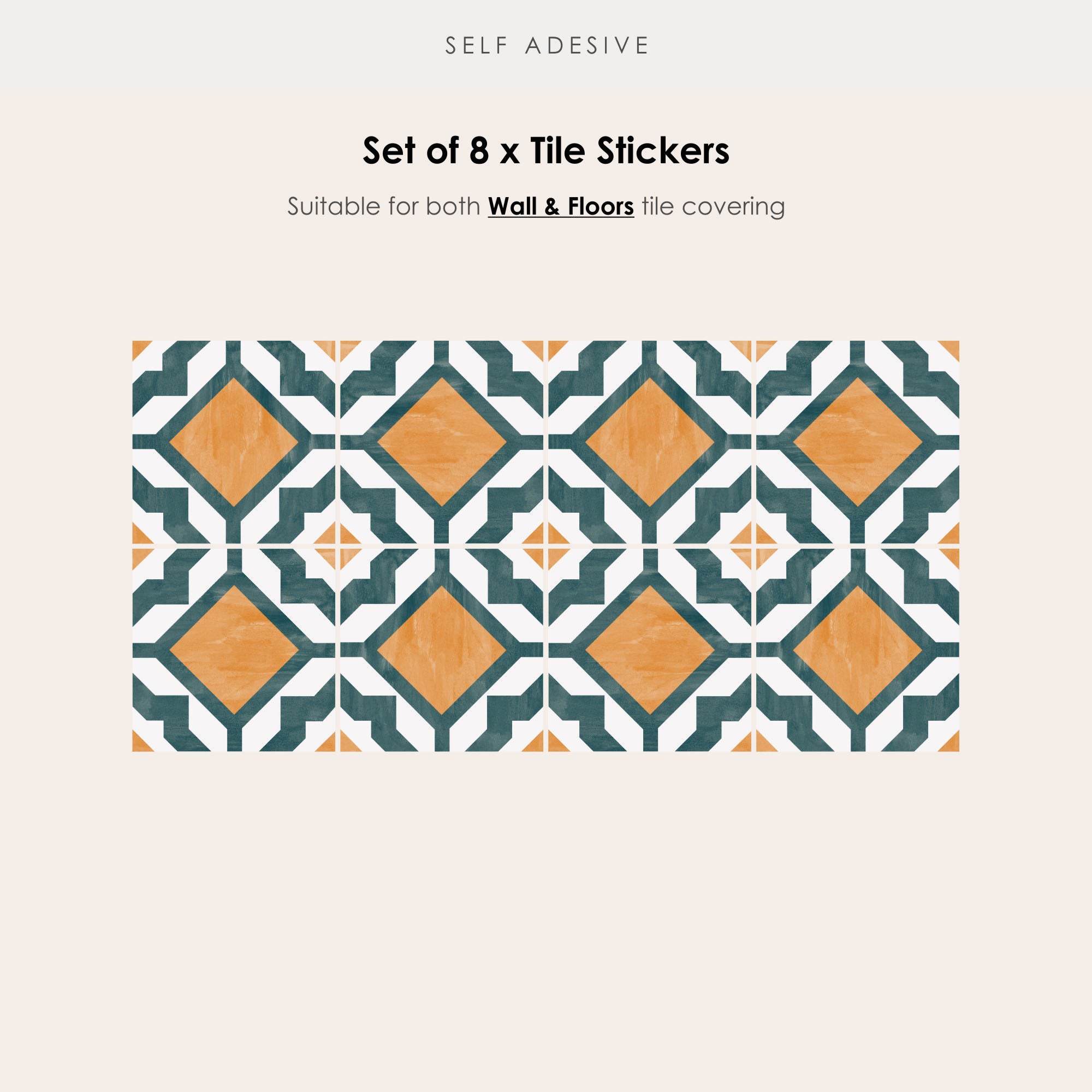 Hexa in Mandarine Vinyl Tile Sticker