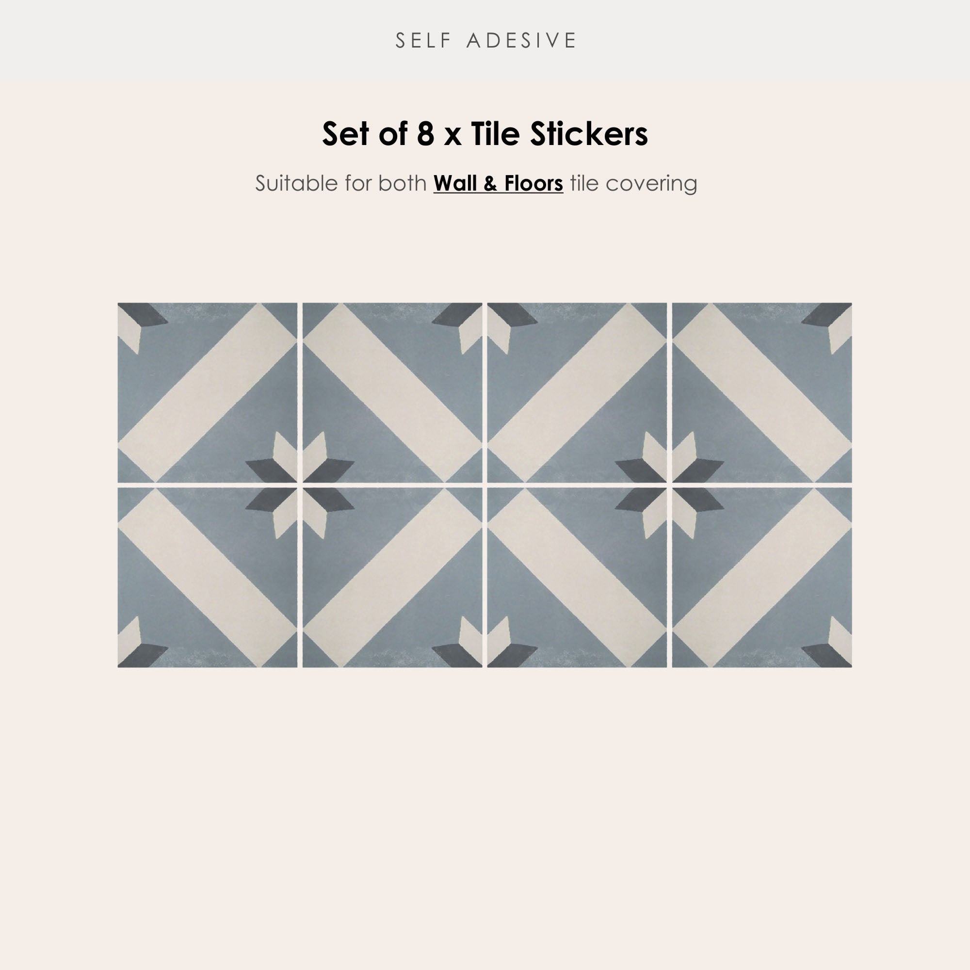 Gustavian in Grey Smoke Vinyl Tile Sticker