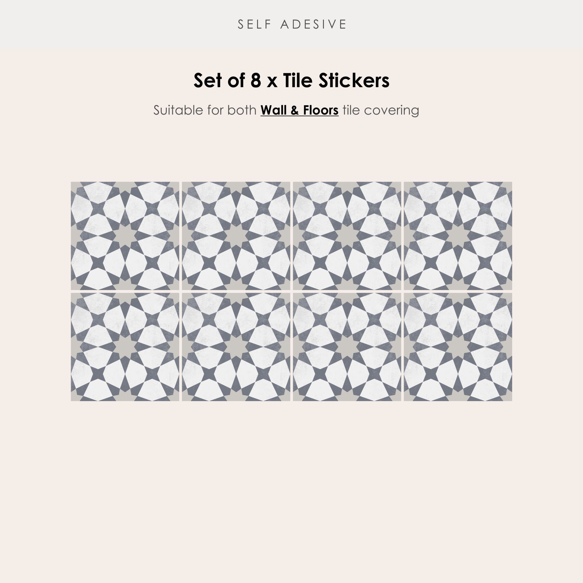 Agadir in Grey Vinyl Tile Sticker