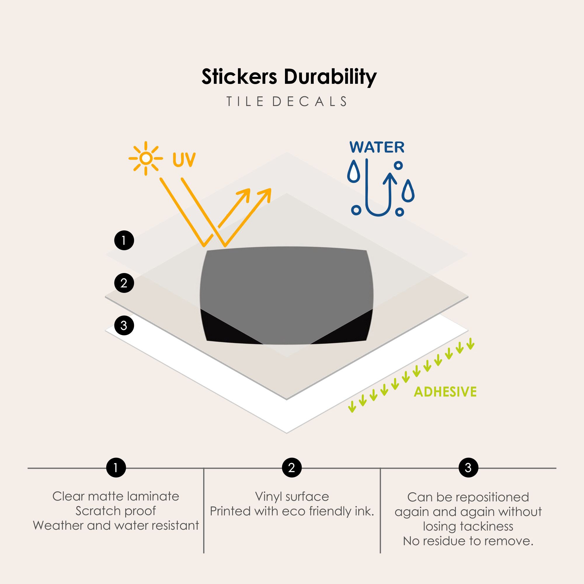 Diamond in Black Vinyl Tile Sticker