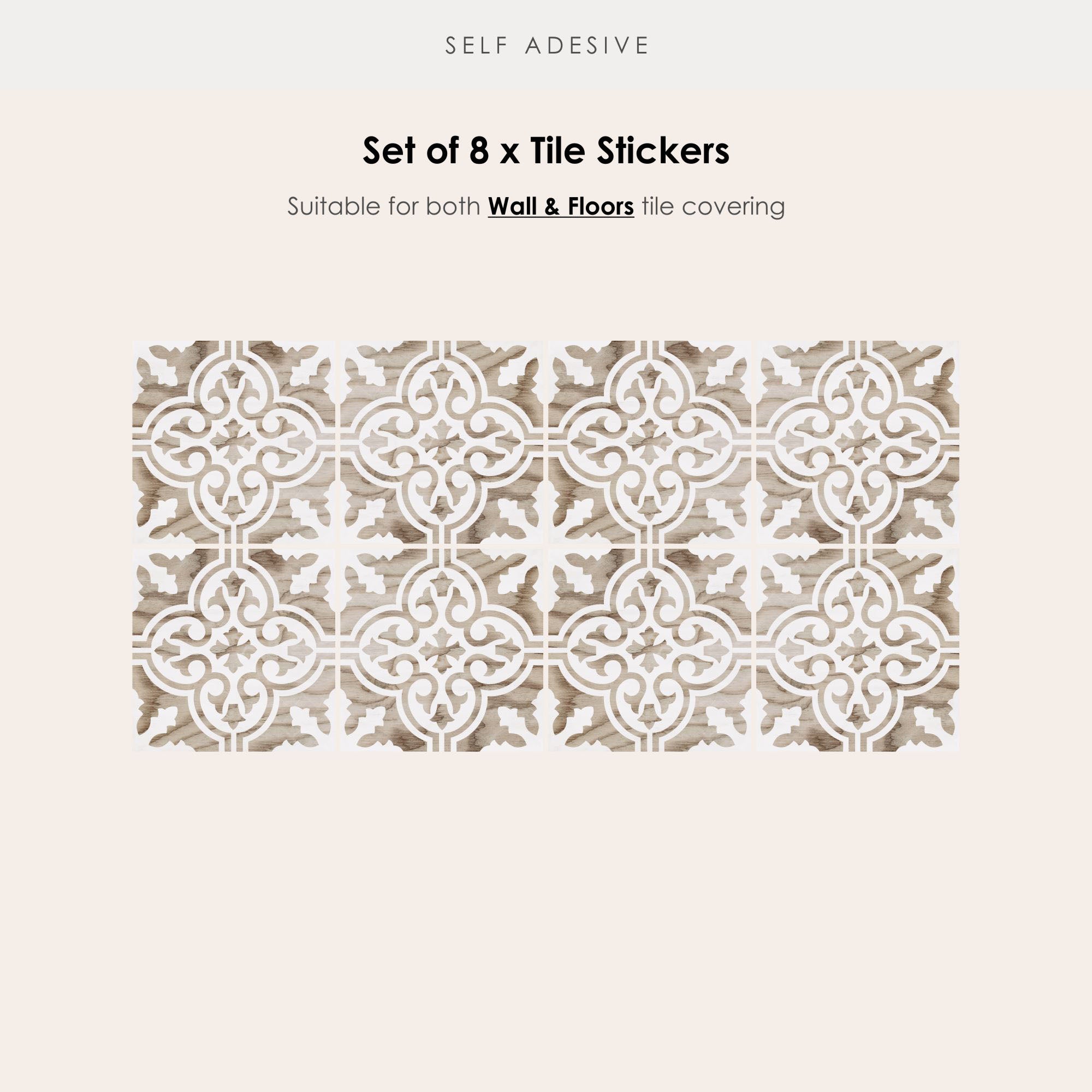 Floc in Wood Vinyl Tile Sticker