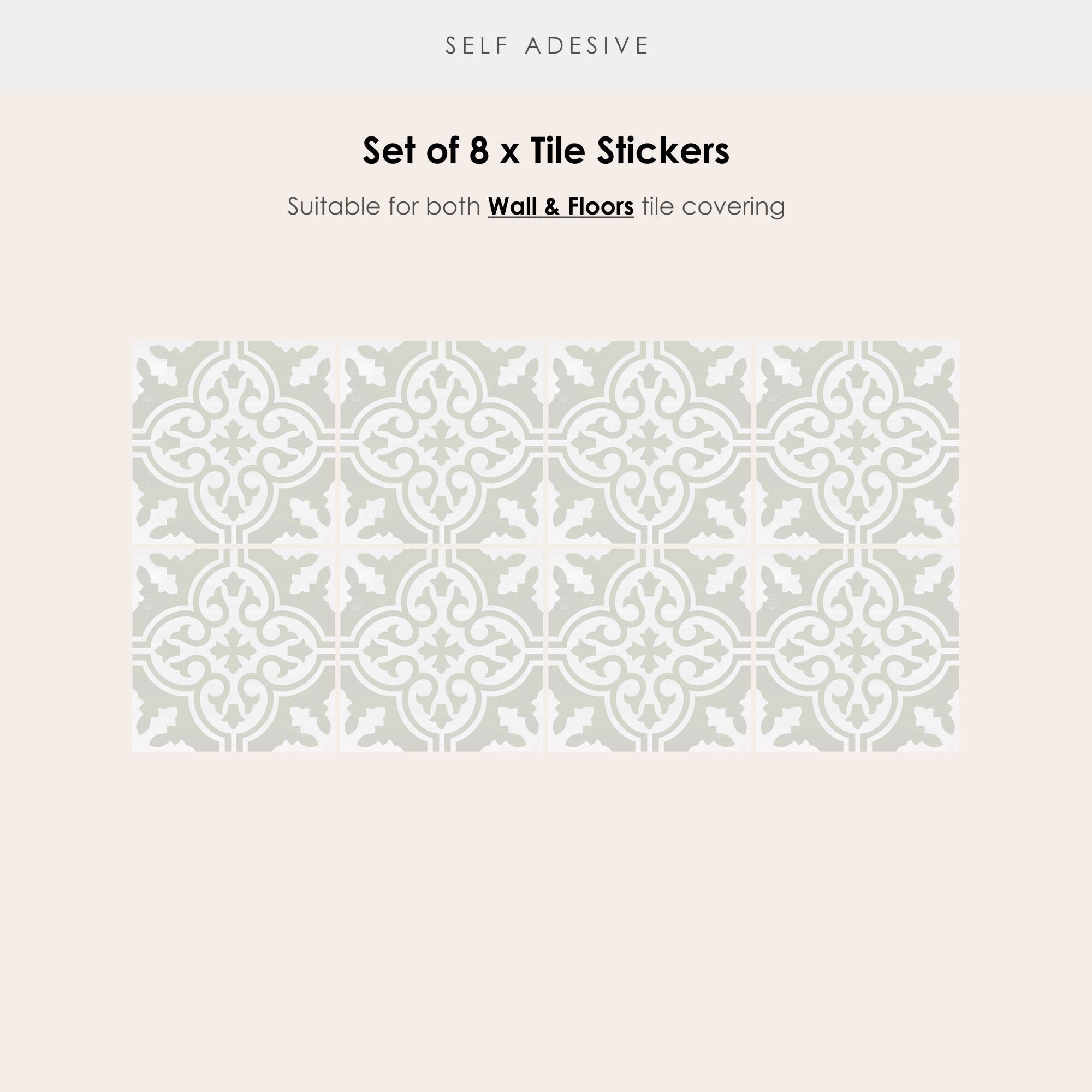 Floc Silver Vinyl Tile Sticker