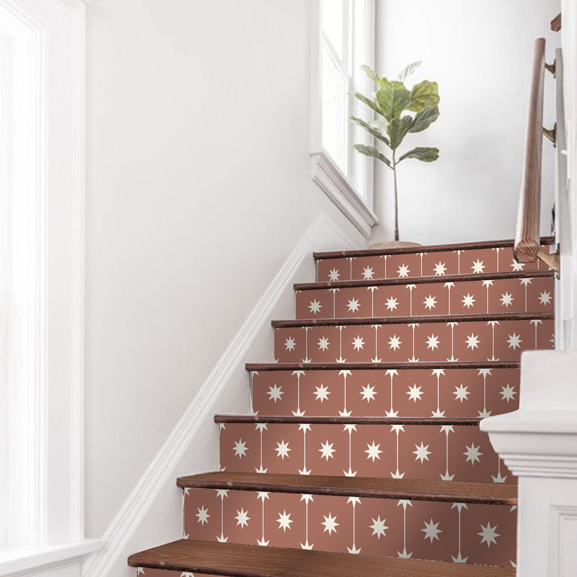 Starry Night in Terracotta Stair Riser Stickers