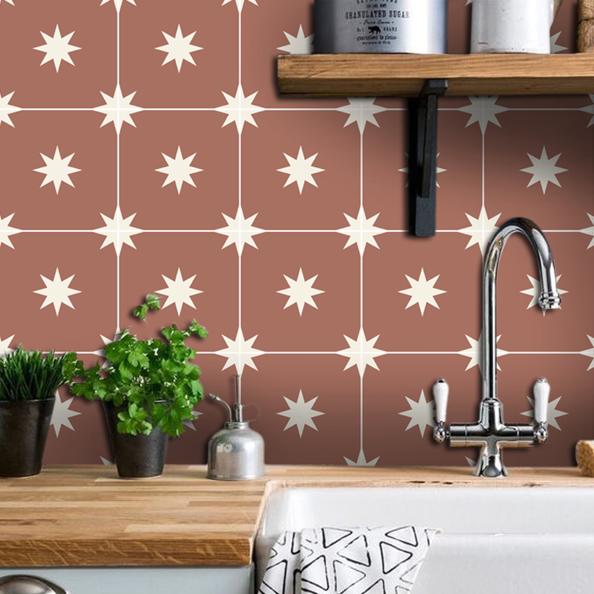 Starry Night in Terracotta Wallpaper